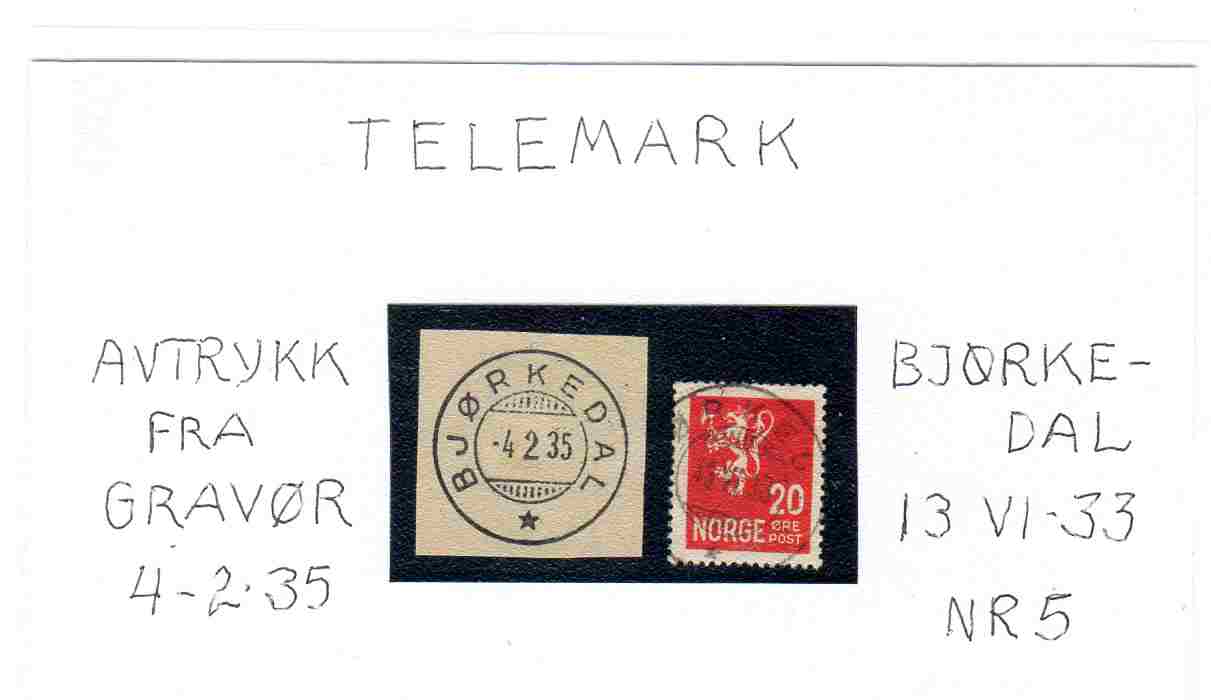 Avtrykk fra Gravør 4/2/1935 st Bjørkedal 13 VI-33