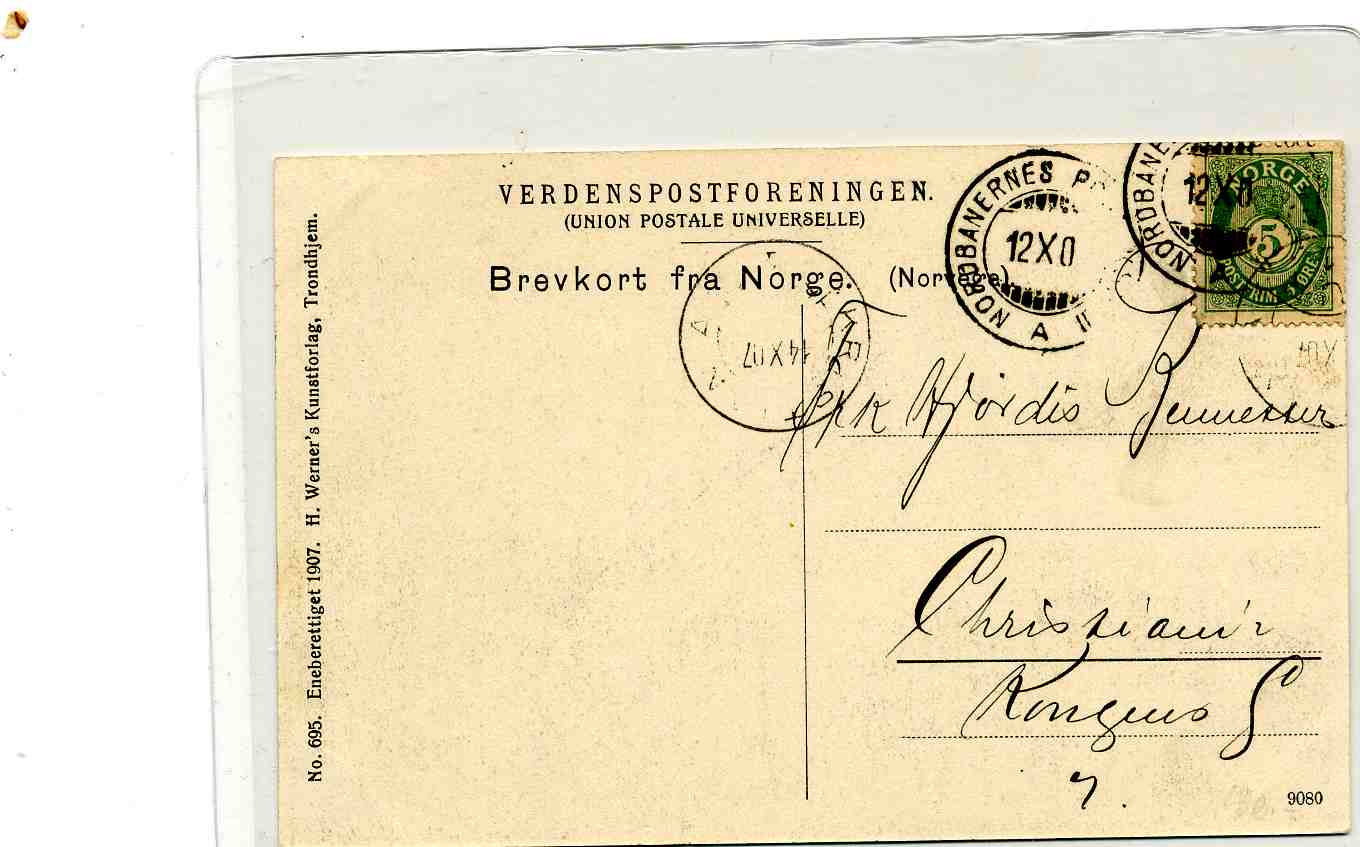 Udsigt over Trondhjem med Østbyen st Nordbanerne 1907Werner no 695