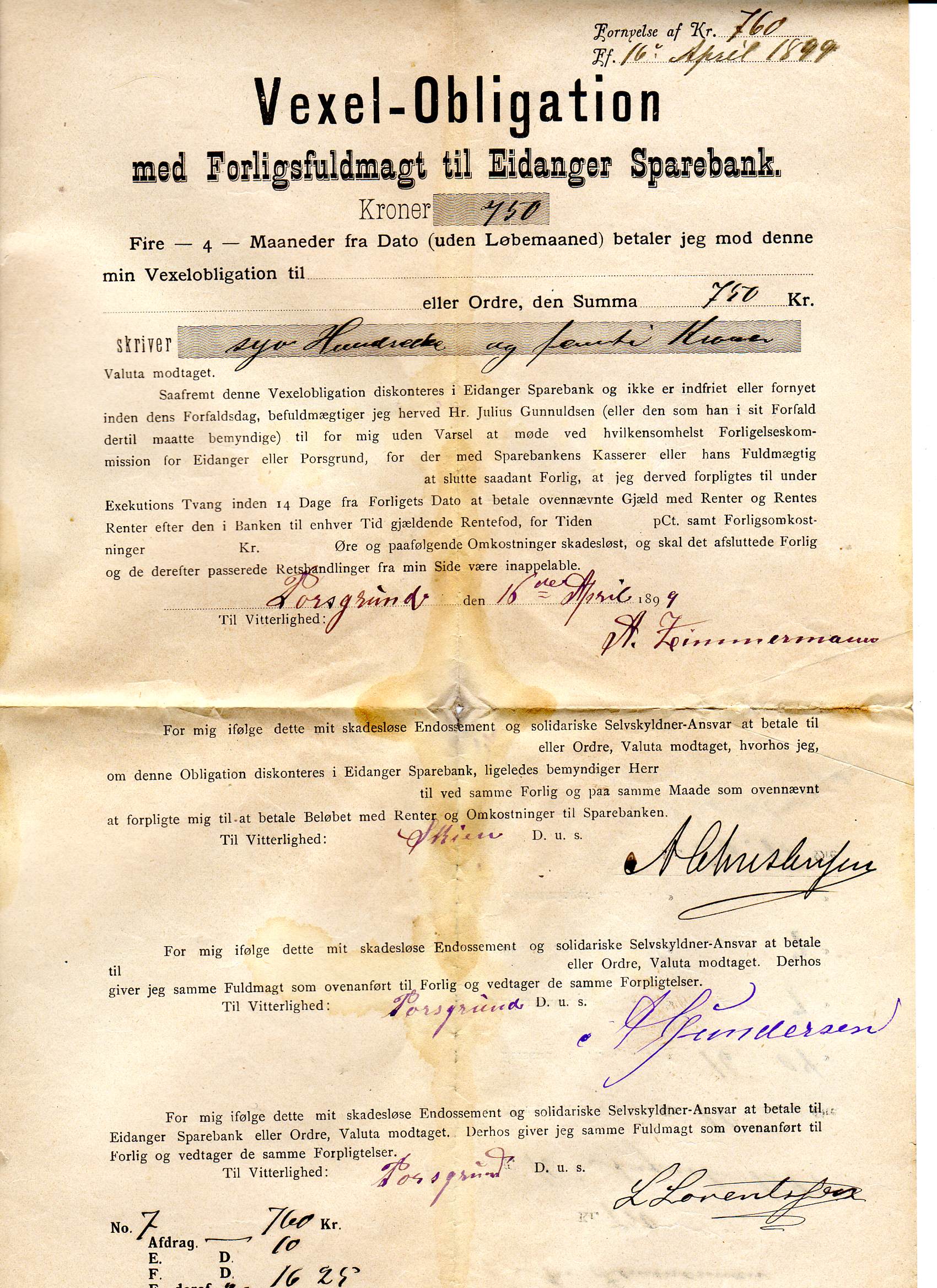 Vexel-Obligation 1899