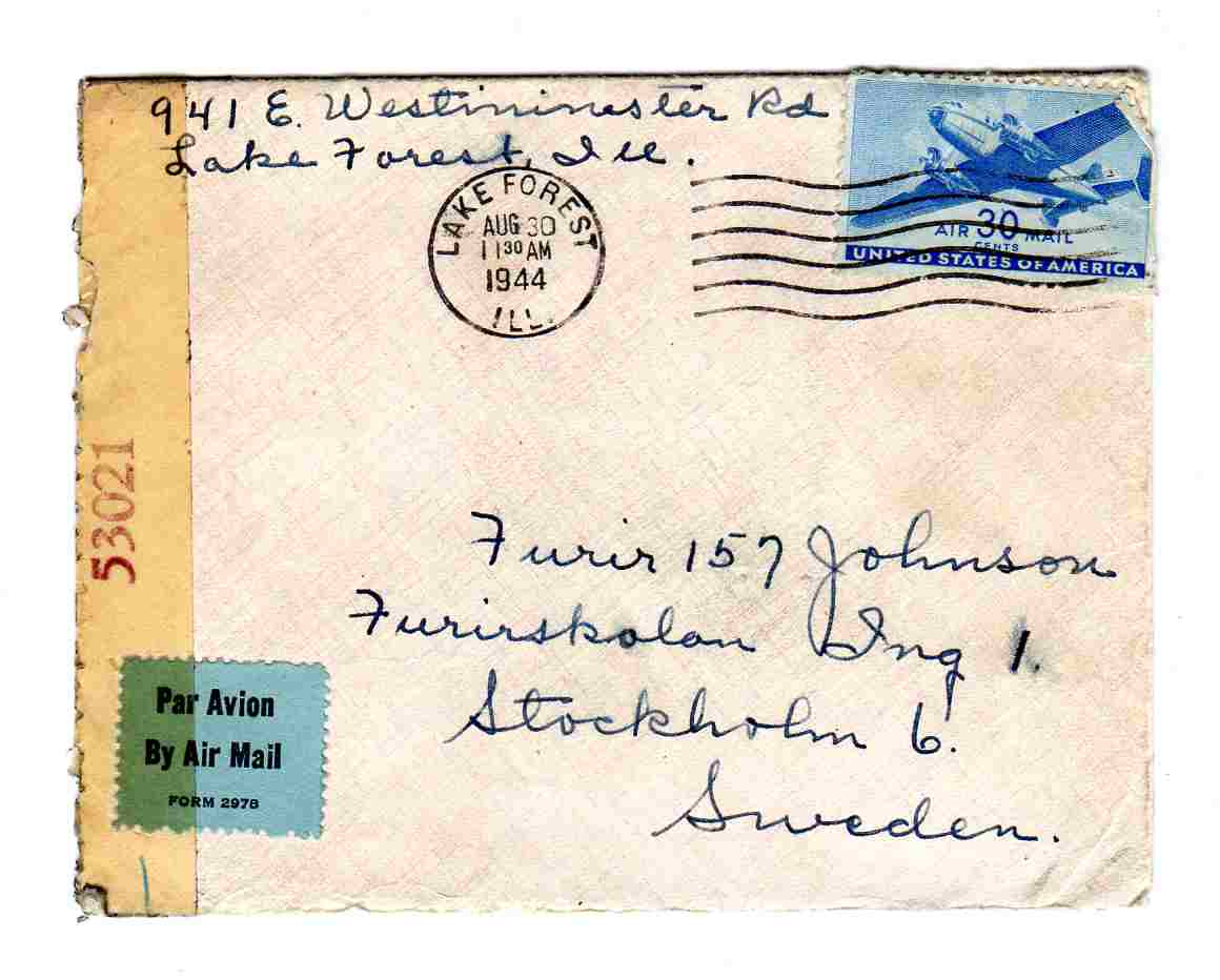 st Lake Forest 1944 Air mail 53021