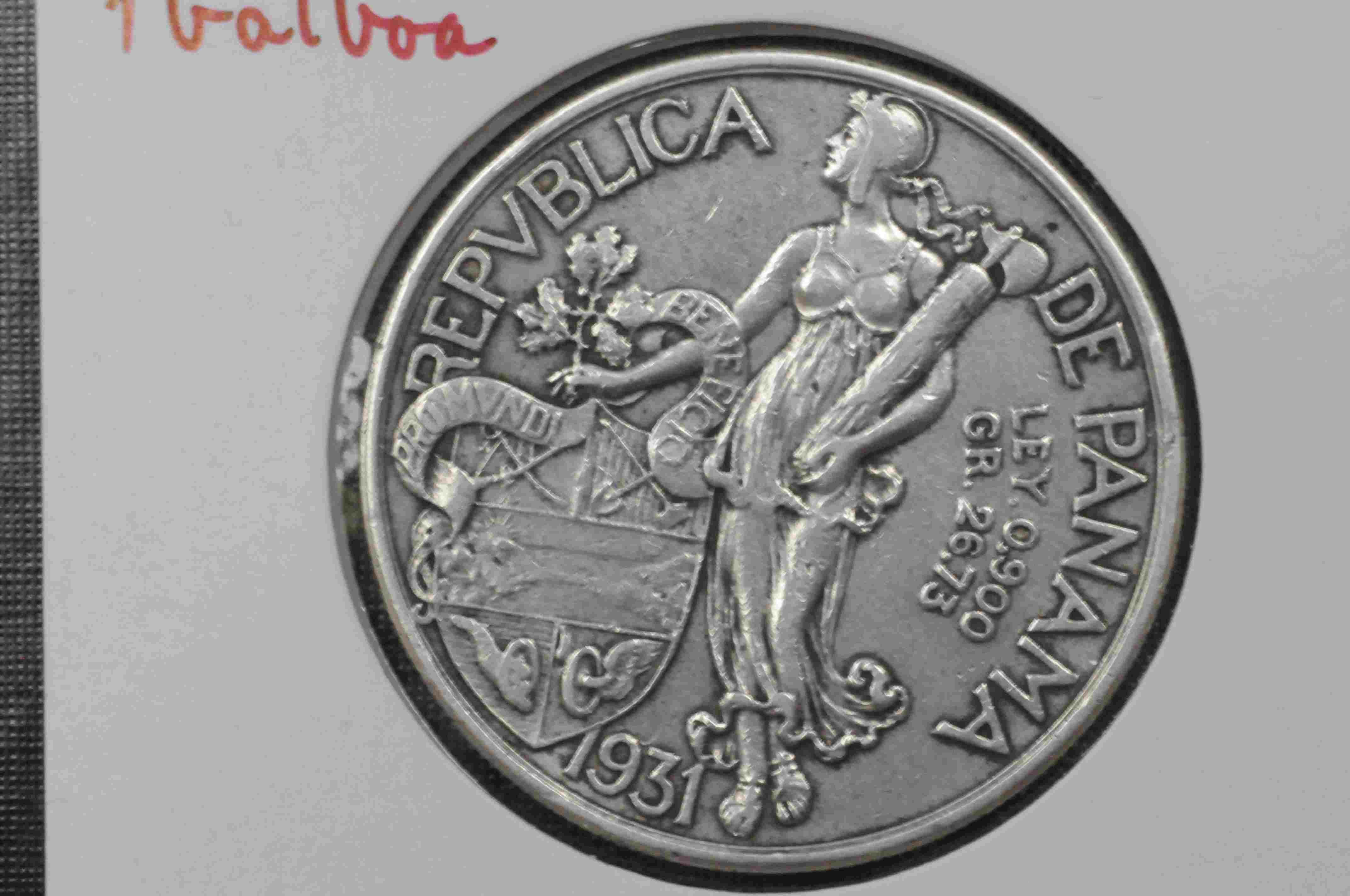 Panama 1balboa 1931 sølv 90% kv1+