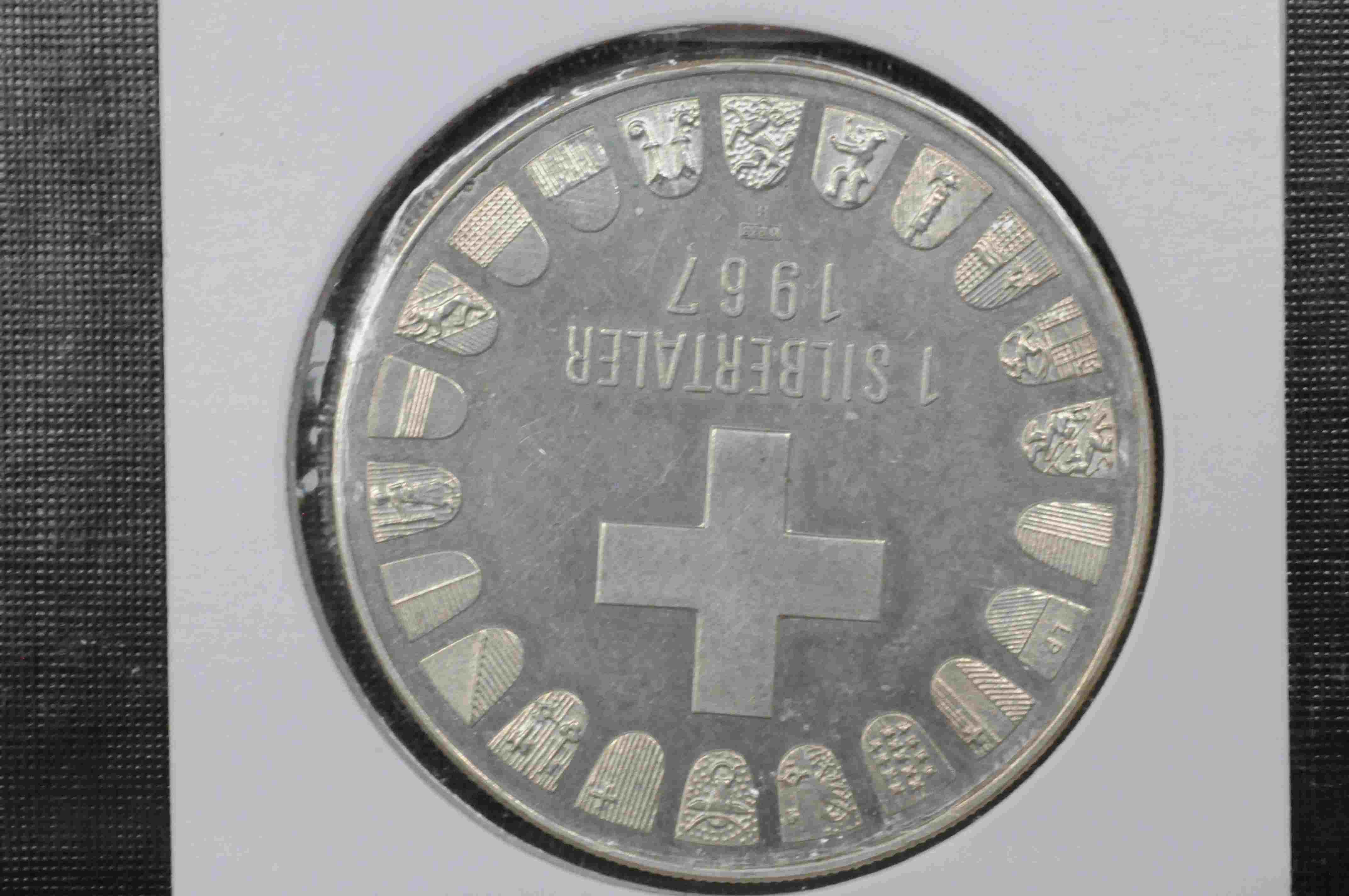 1 thaler Luzern 835 sølv 1967 kv 1/1+