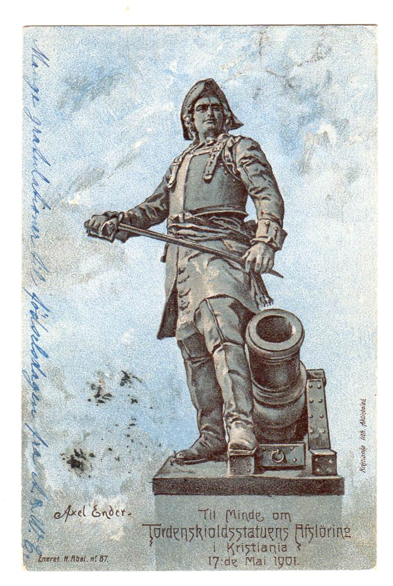 Til minde om Tordenskioldsstatuens Afsløring i Kristiania 17 mai 1901 Axel Ender Abel 87 gjennomslag st tronhjem