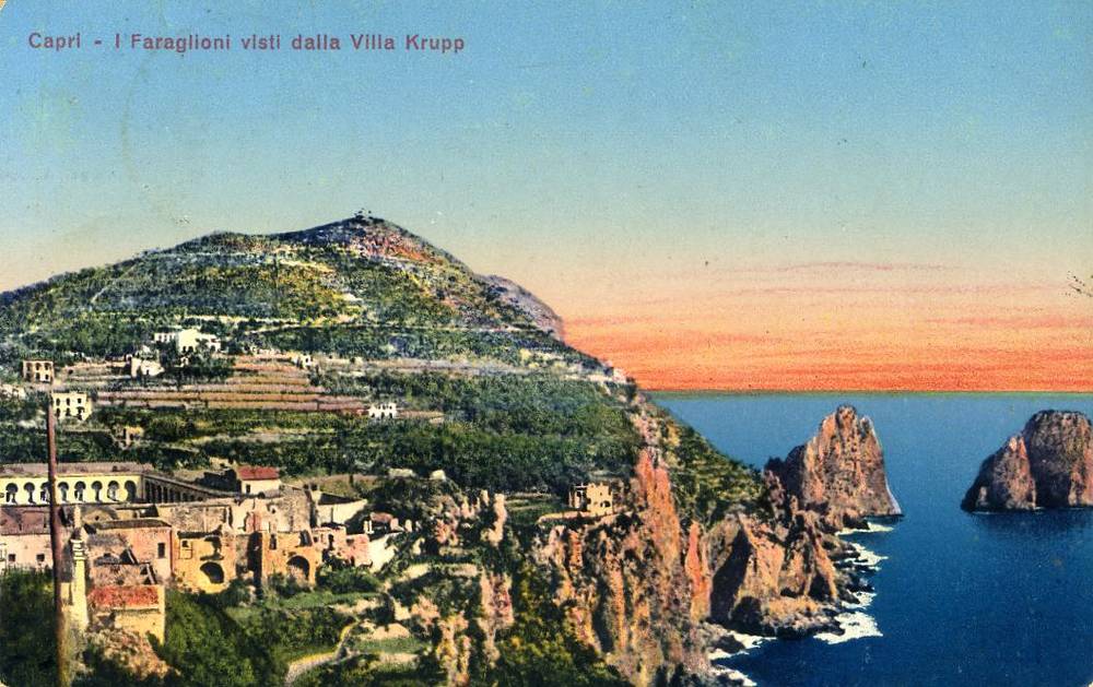 Capri Faraglioni visti dalla Villa Krupp st 1920 Napoli