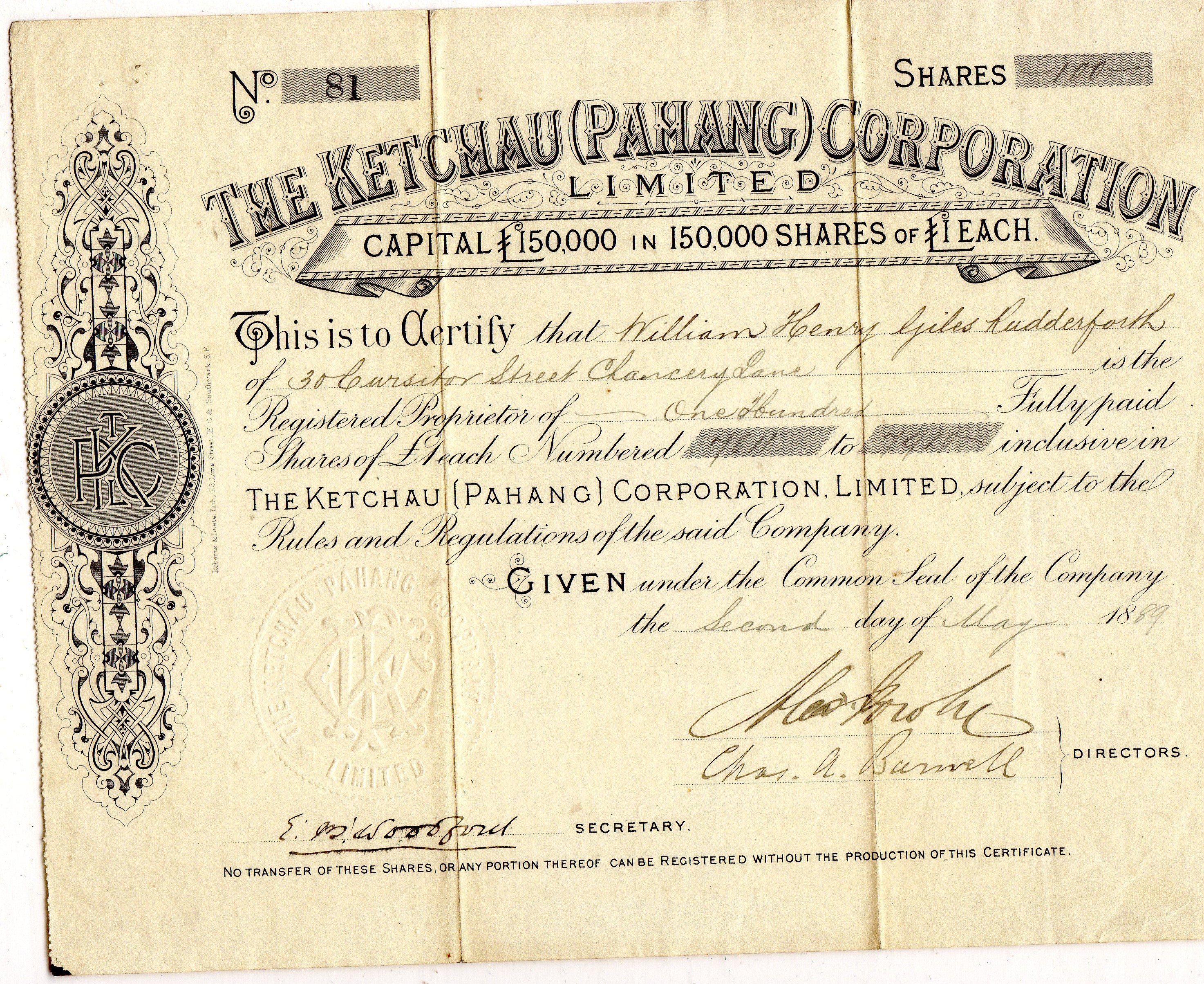 The Ketchau (Pamang) corporation 1899 no 81