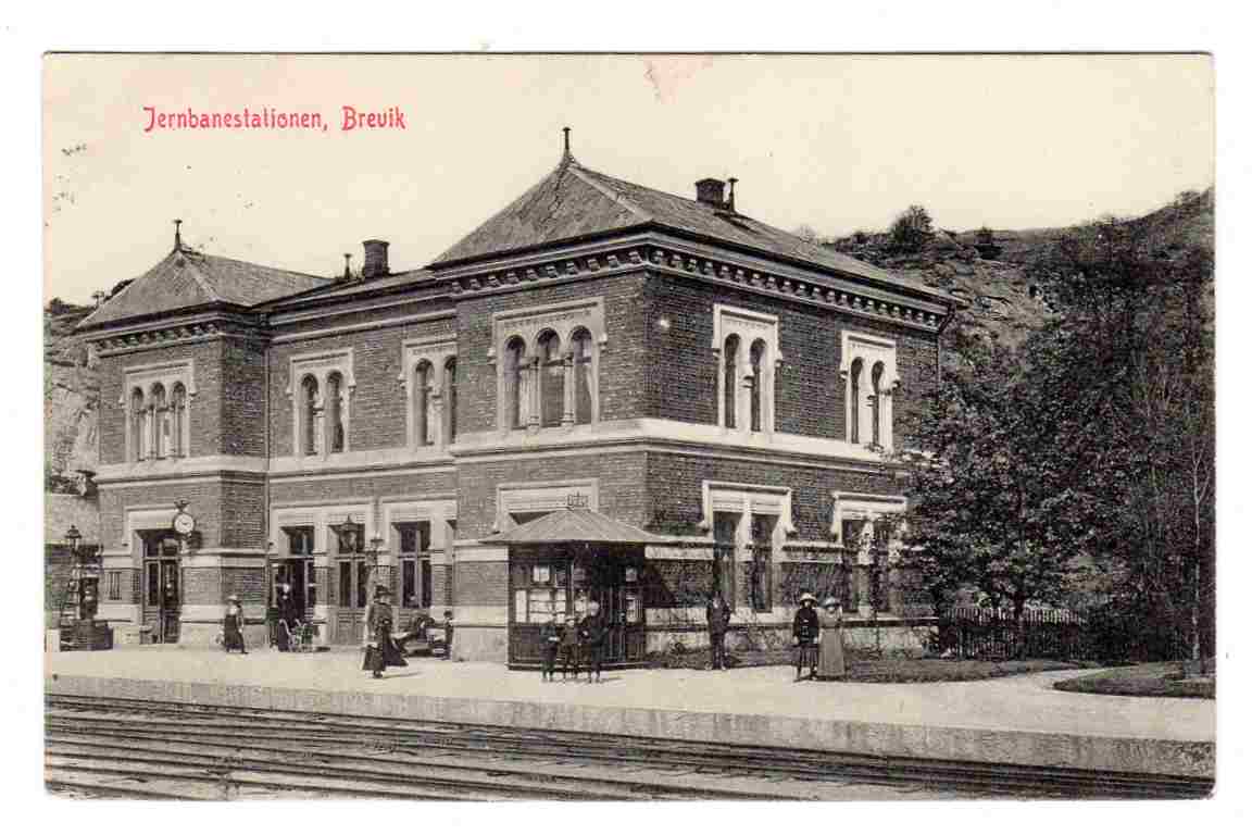 Jernbanestationen Brevik Brevik bok og papir st Øvreskogen 1915