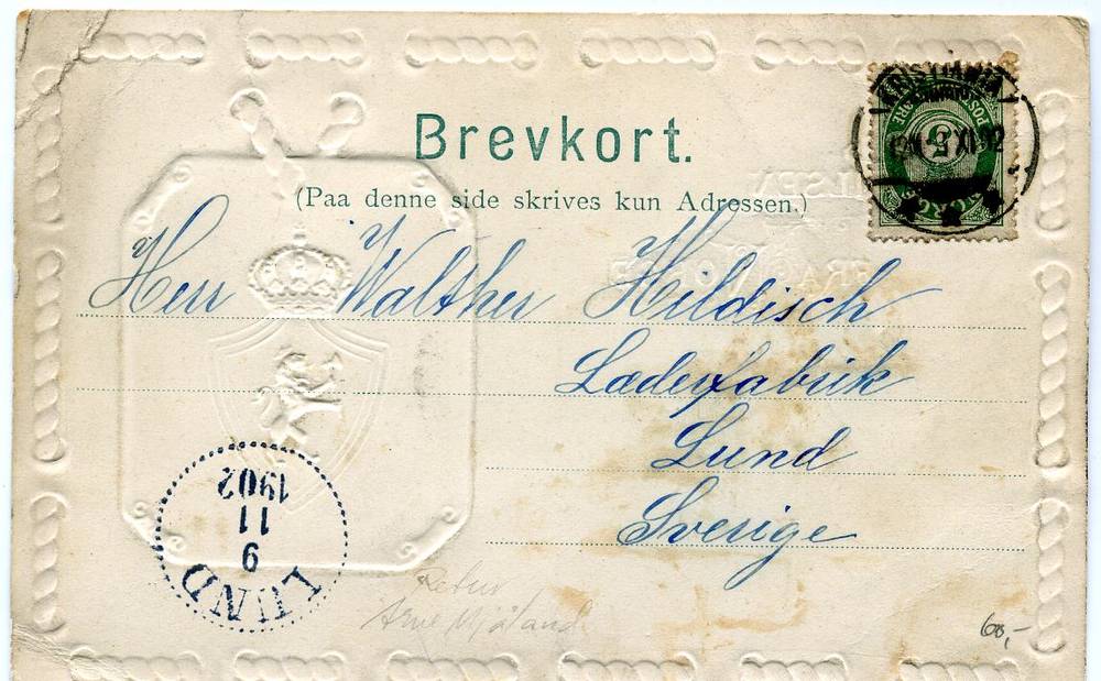 Brevkort Lund 1902 Hilsen fra Norge