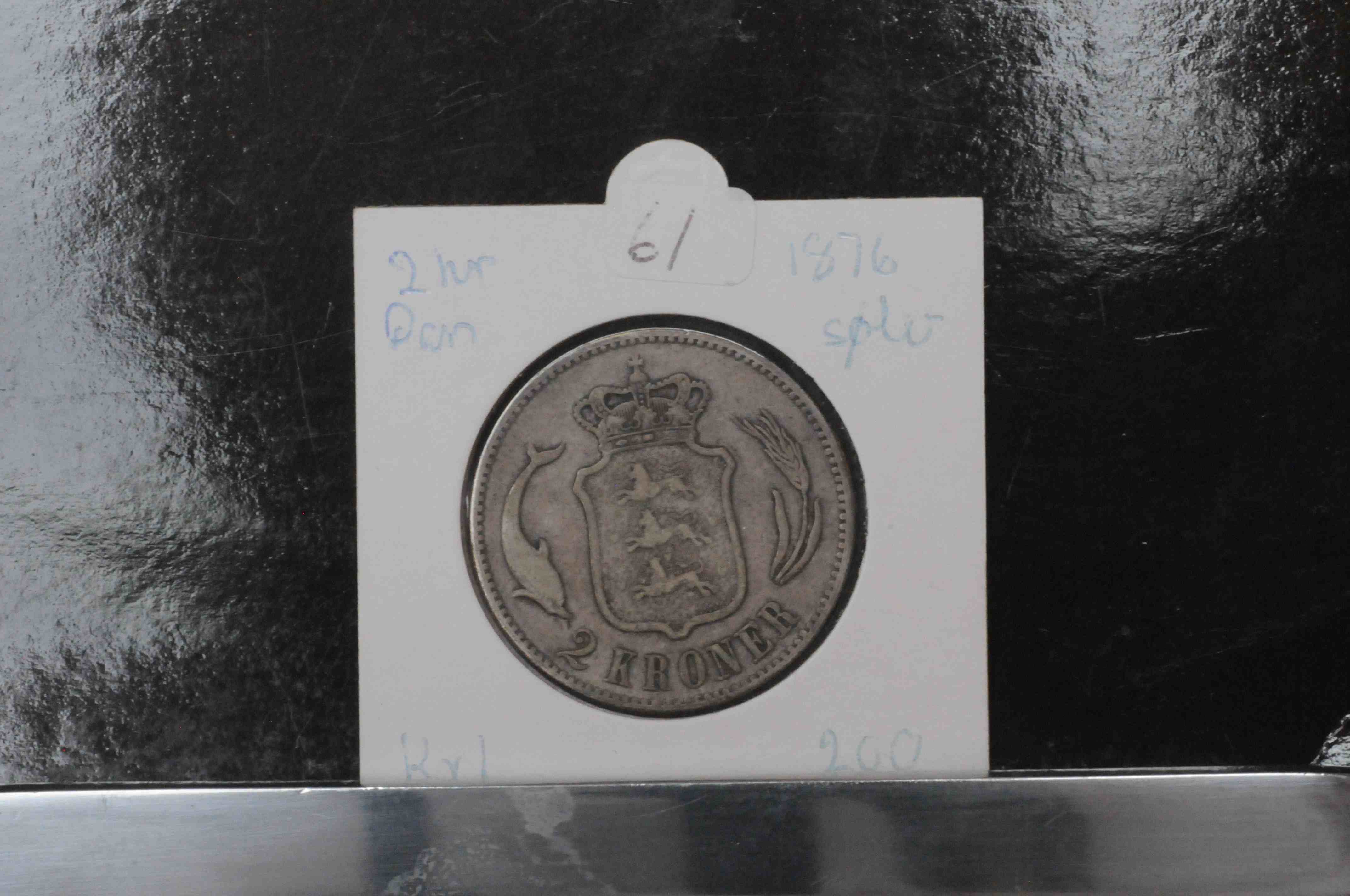 2 kr 1876 Dan kv1 sølv