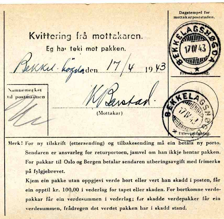 st bekkelagshøgda/Åmdalsverk 1943