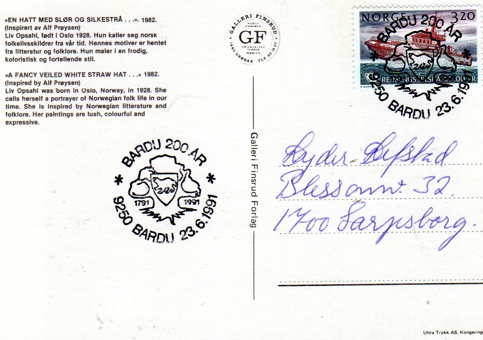 G.F. Liv Opsahl St. 23.6. 1991 Bardu 