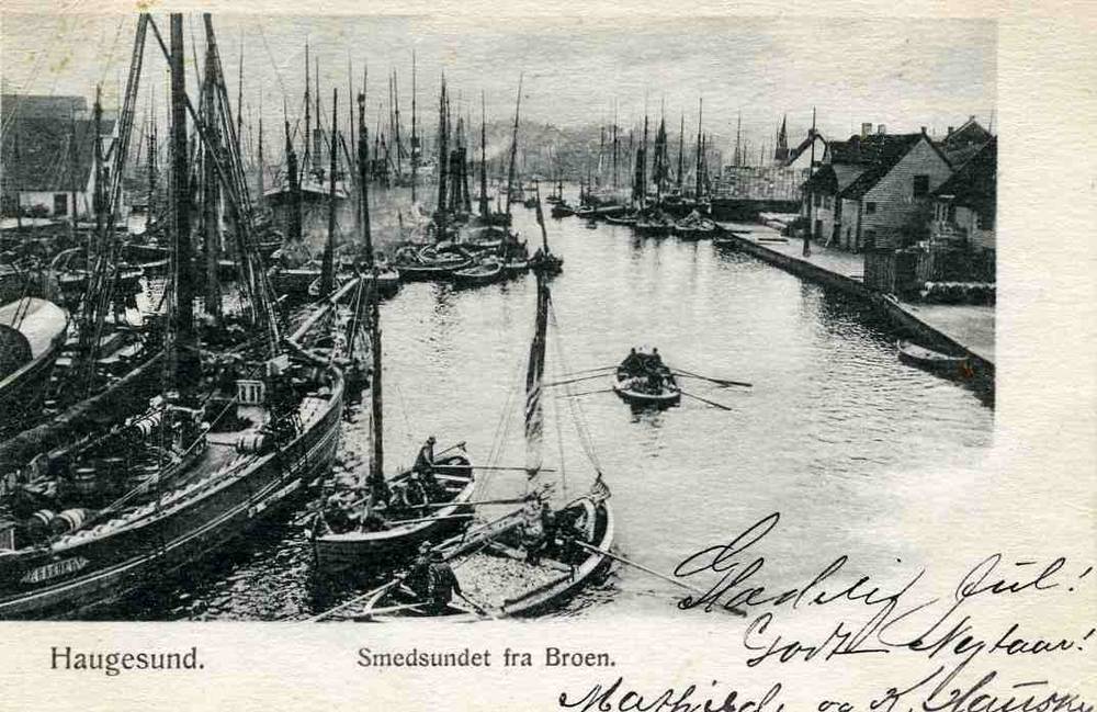Haugesund Smedsundet fra broen st 1902 Haugesund