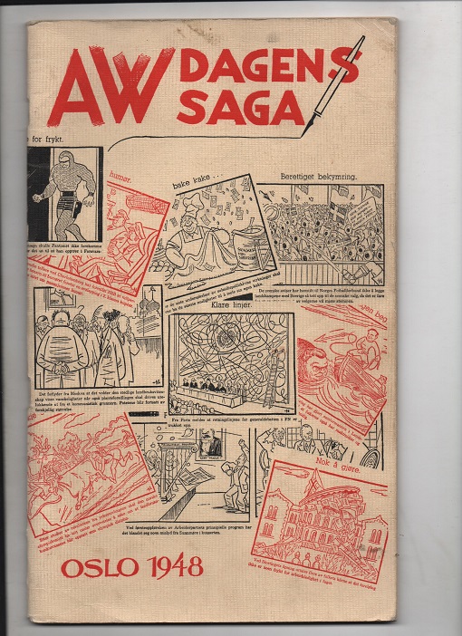 AW Dagens saga Nationens årsrevy 1948 tegninger Arne Wold