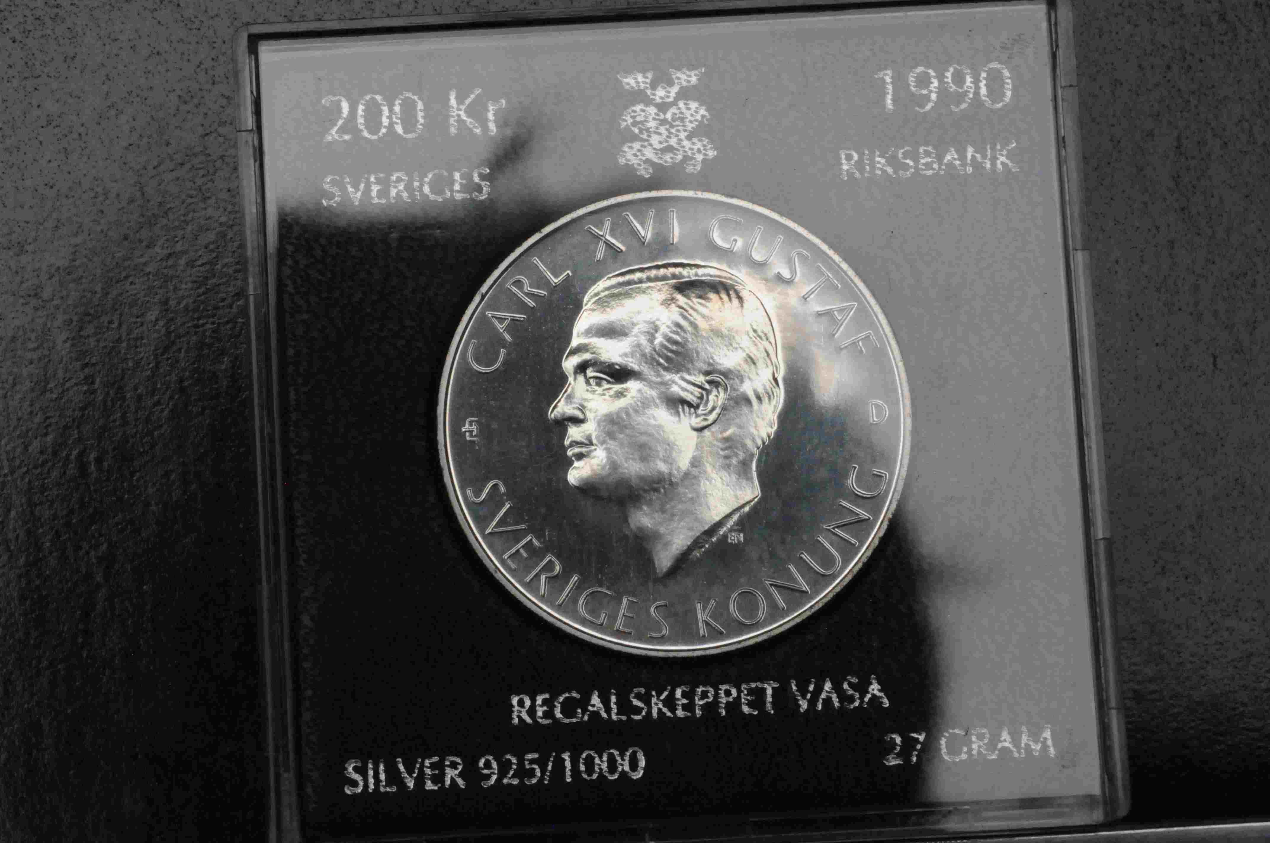 200 kr 1990 Regalskeppet Vasa sølv 925/1000 27g proof