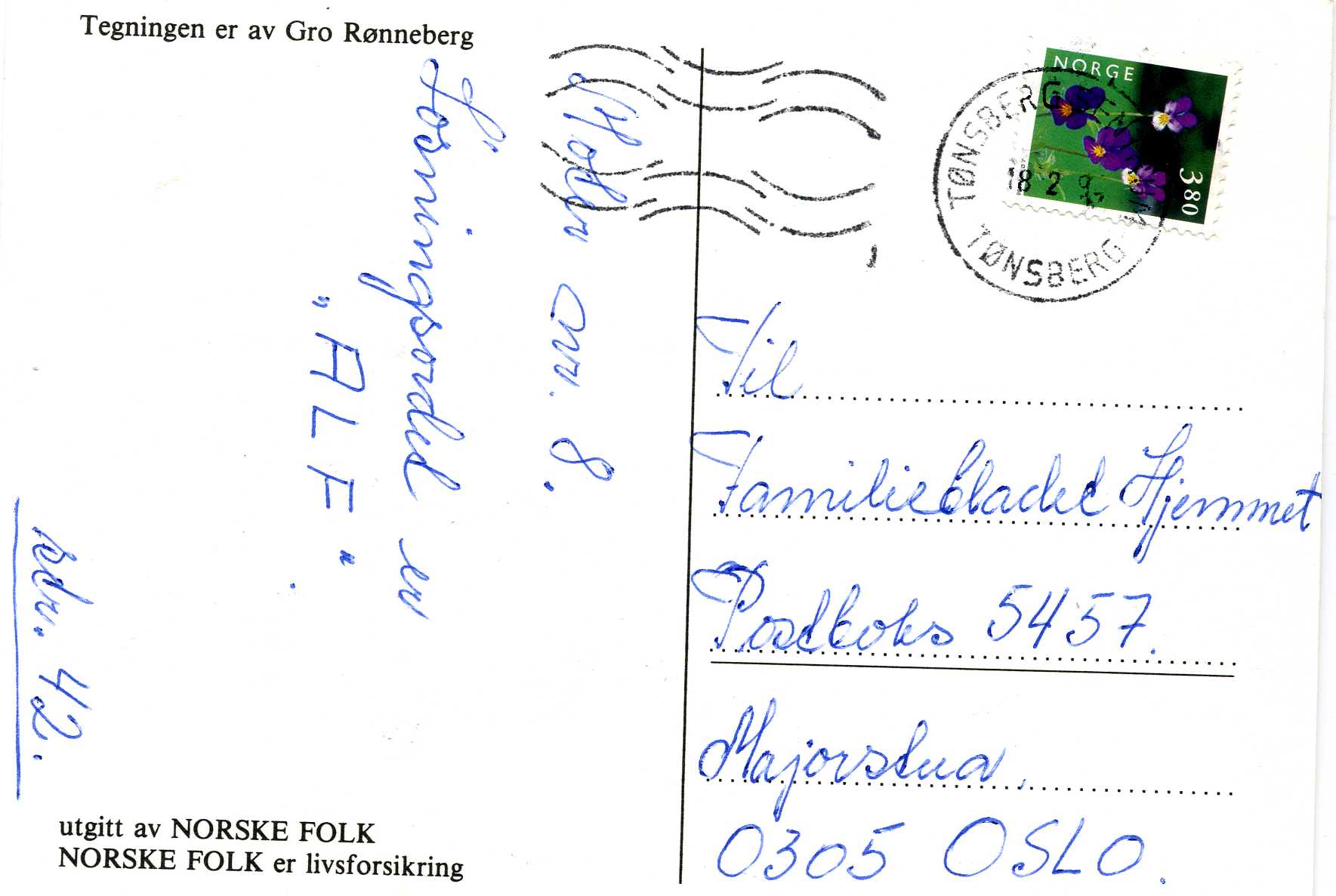 Norske folk Tegning Gro Rønneberg  Slottsfjellet