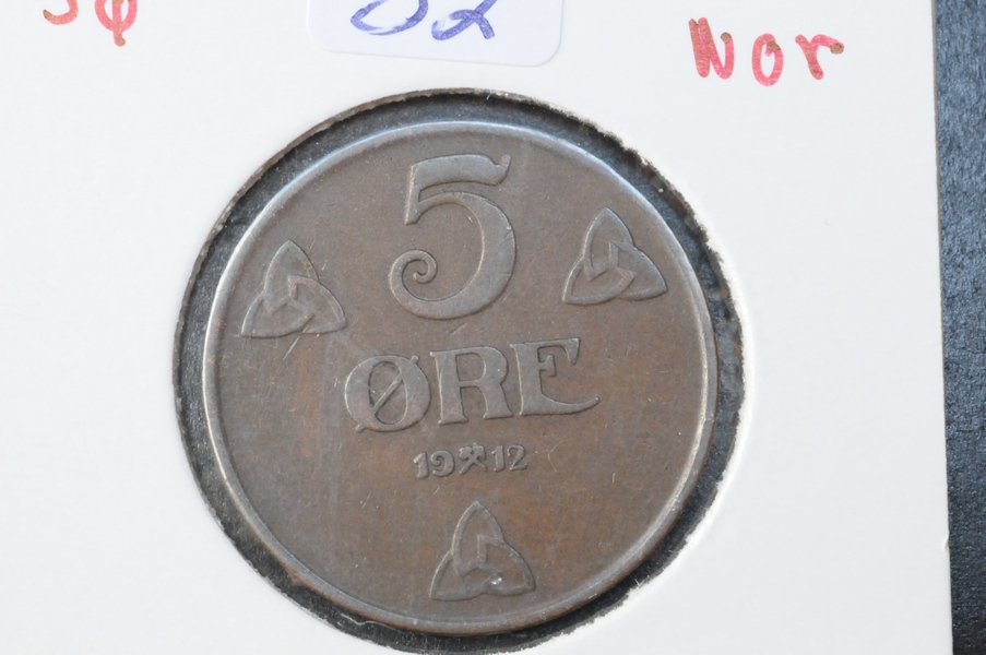 5ø 1912 Norge kv1+