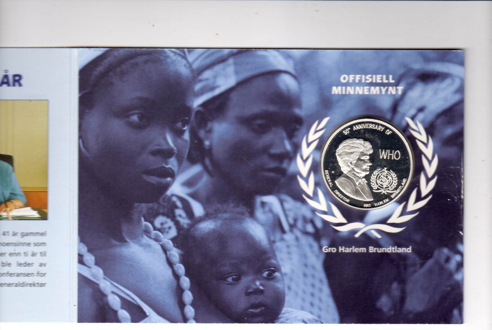 WHO 50 år Offisiell minnemynt 5000K Zambia 1998 Gro Brundtland