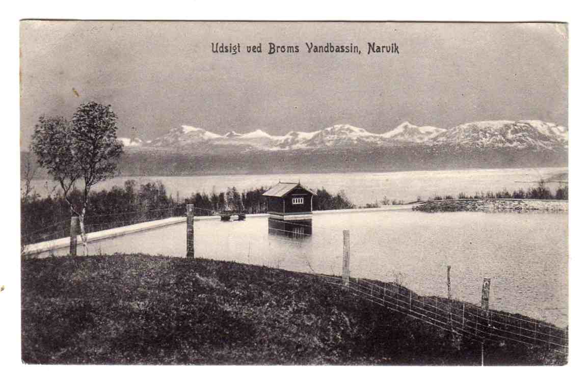 Udsigt ved Bruns vannbasseng Narvik st Ofotbanens posteksp 1908 NB nr 18