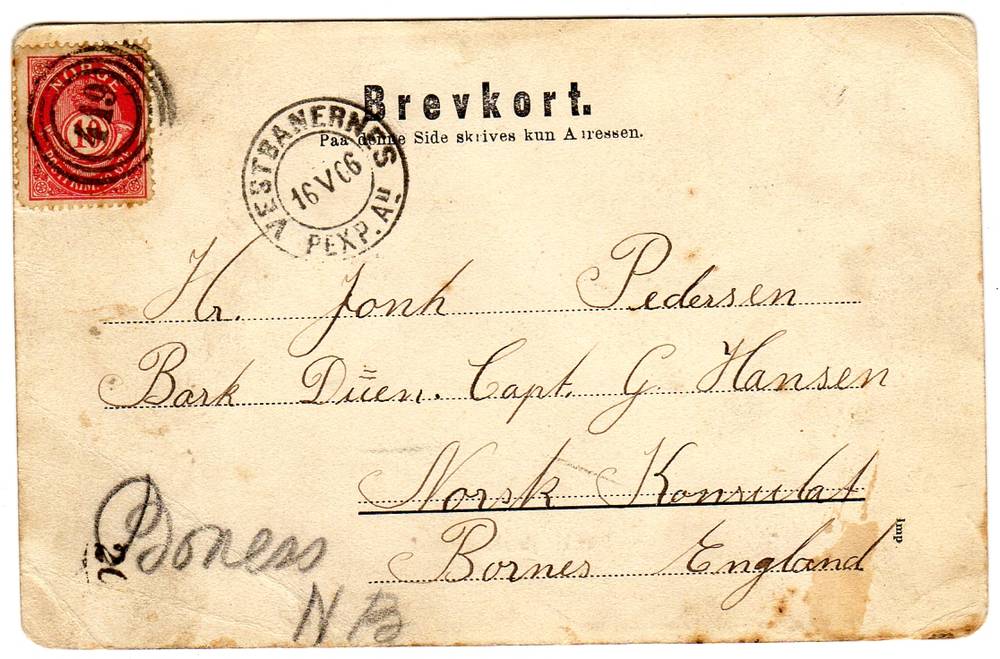 Brevik"s jærnbanestation B&H 76862 1903 Trerings 419 st Vestbanernes 1906