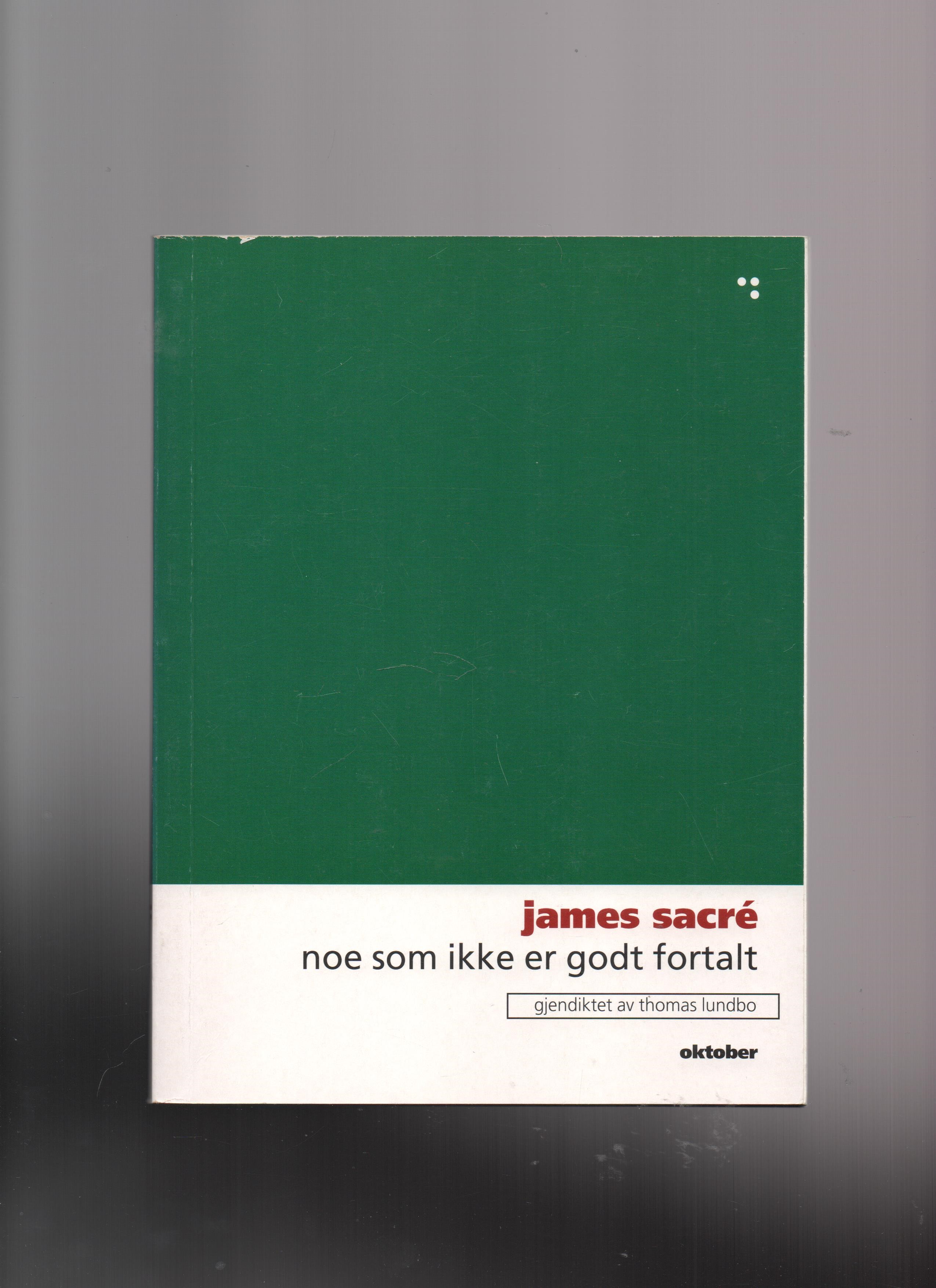 Noe som ikke er godt fortalt, James Sacrè, Oktober 2000 Gjendiktet av Thomas Lundbo P Pen N 