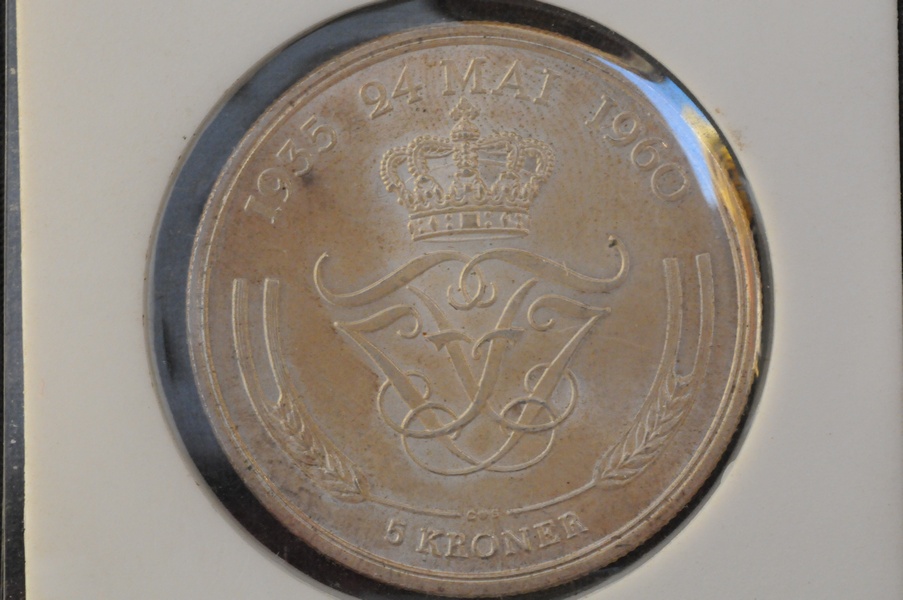 5 kr sølv 1960 jubileum Danmark kv0