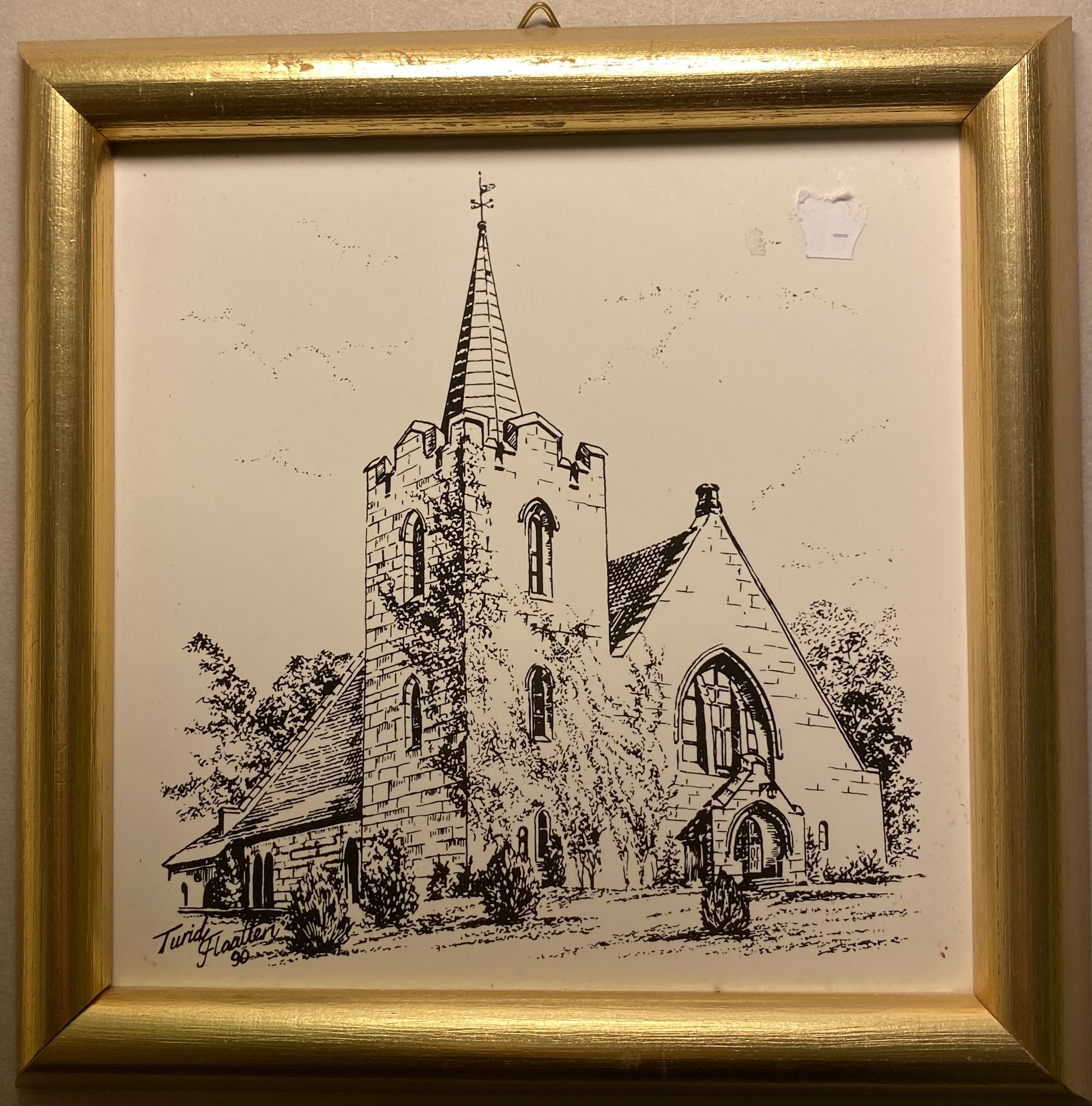 Borgestad kirke 1990 flis 14cm*14cm