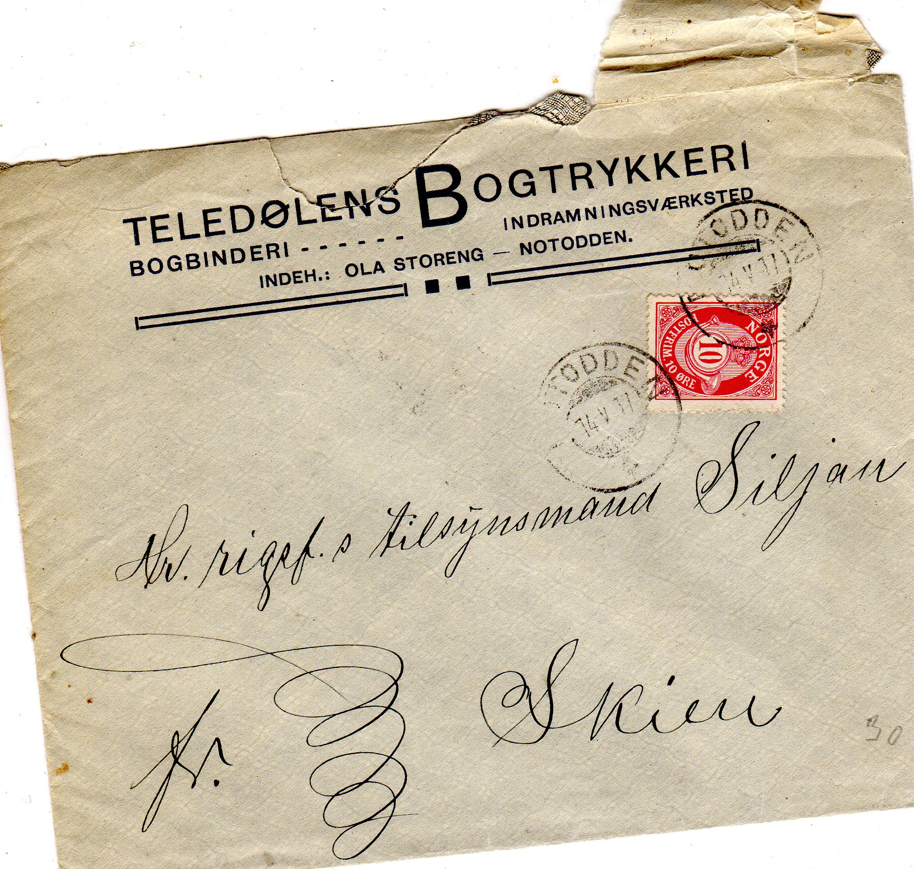 Teledølens Bogtrykkeri  st Notodden 1917 Rift