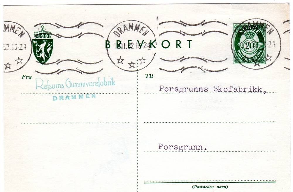 Refsum Gummivarefabrikk st Drammen 1952