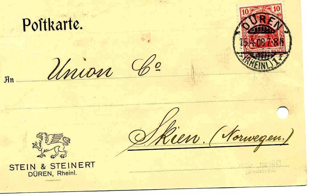 Postkarte st Duren 1908