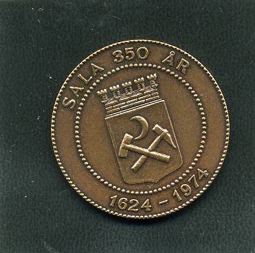 medalje Sala 350 år 1624-1974 kv0 bronsje