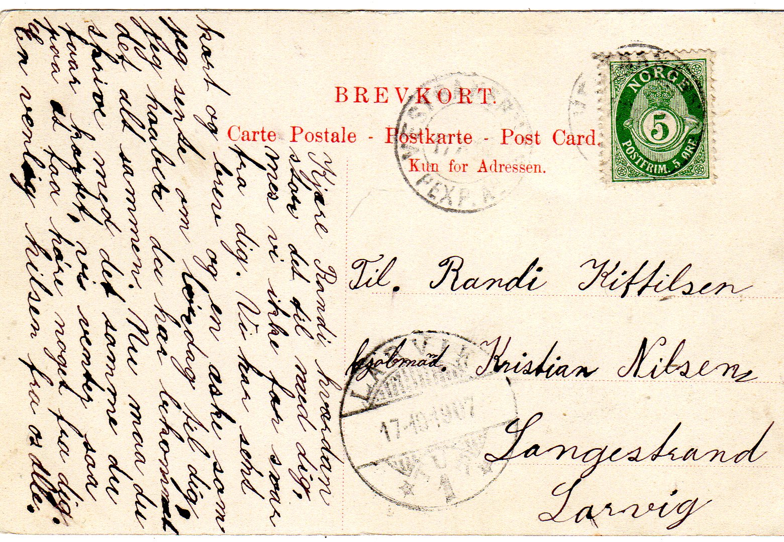 Dalen St. 17.10. 1907 Larvik 