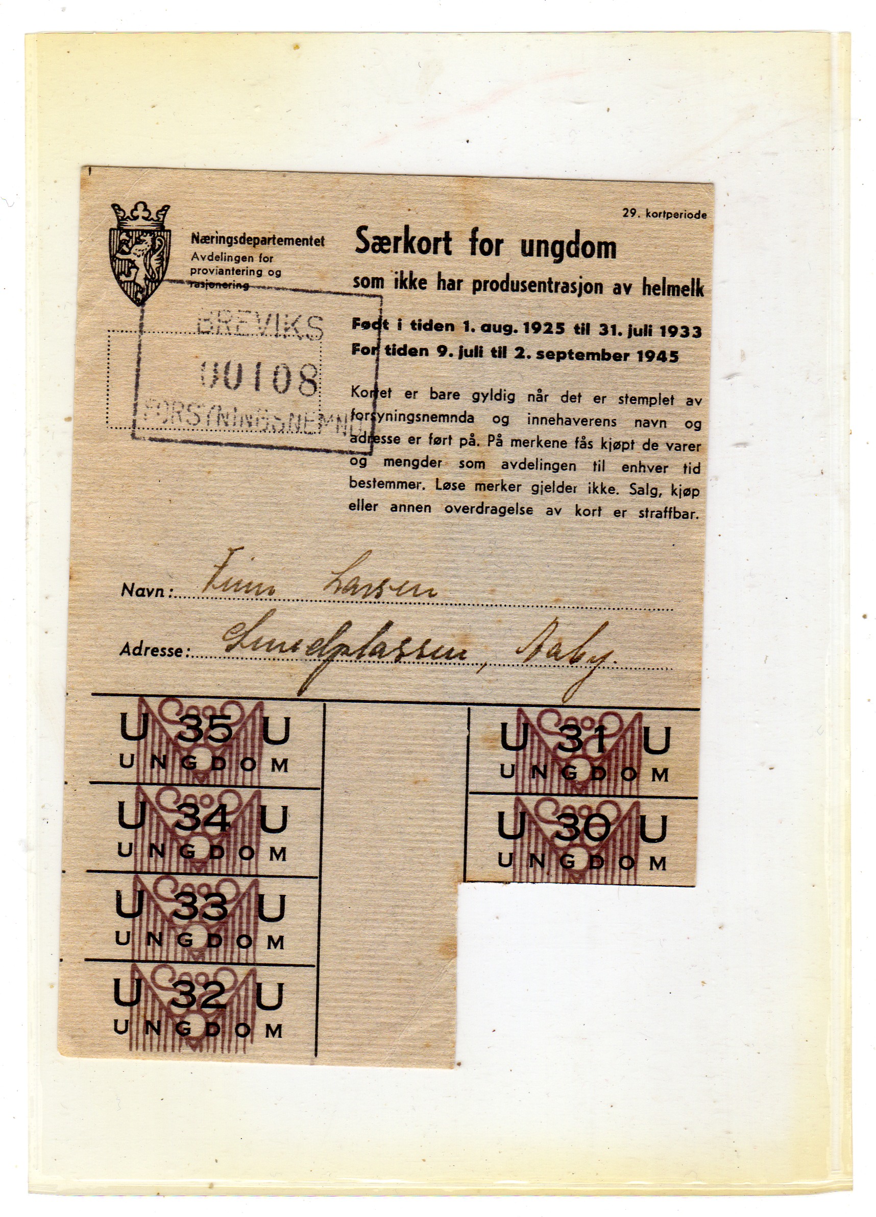 Ekstrakort 1953