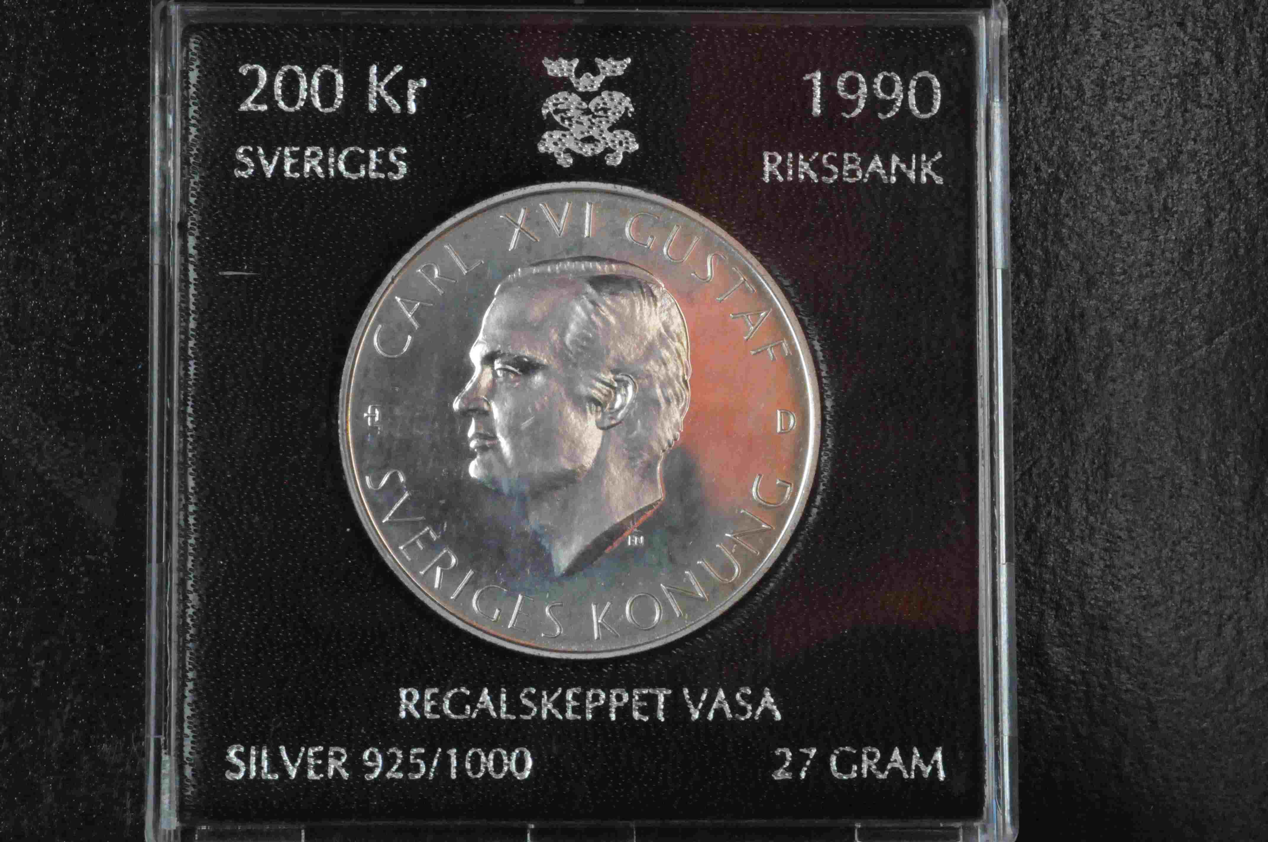 200 kr Sverige 1990 925/1000 sølv Regalskeppet Vasa