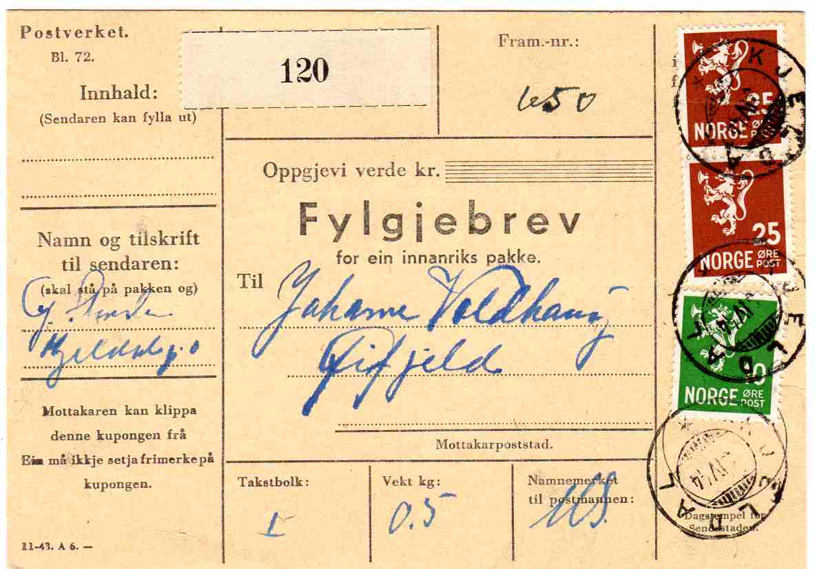 st Kjeldal/Øyfjell 1944
