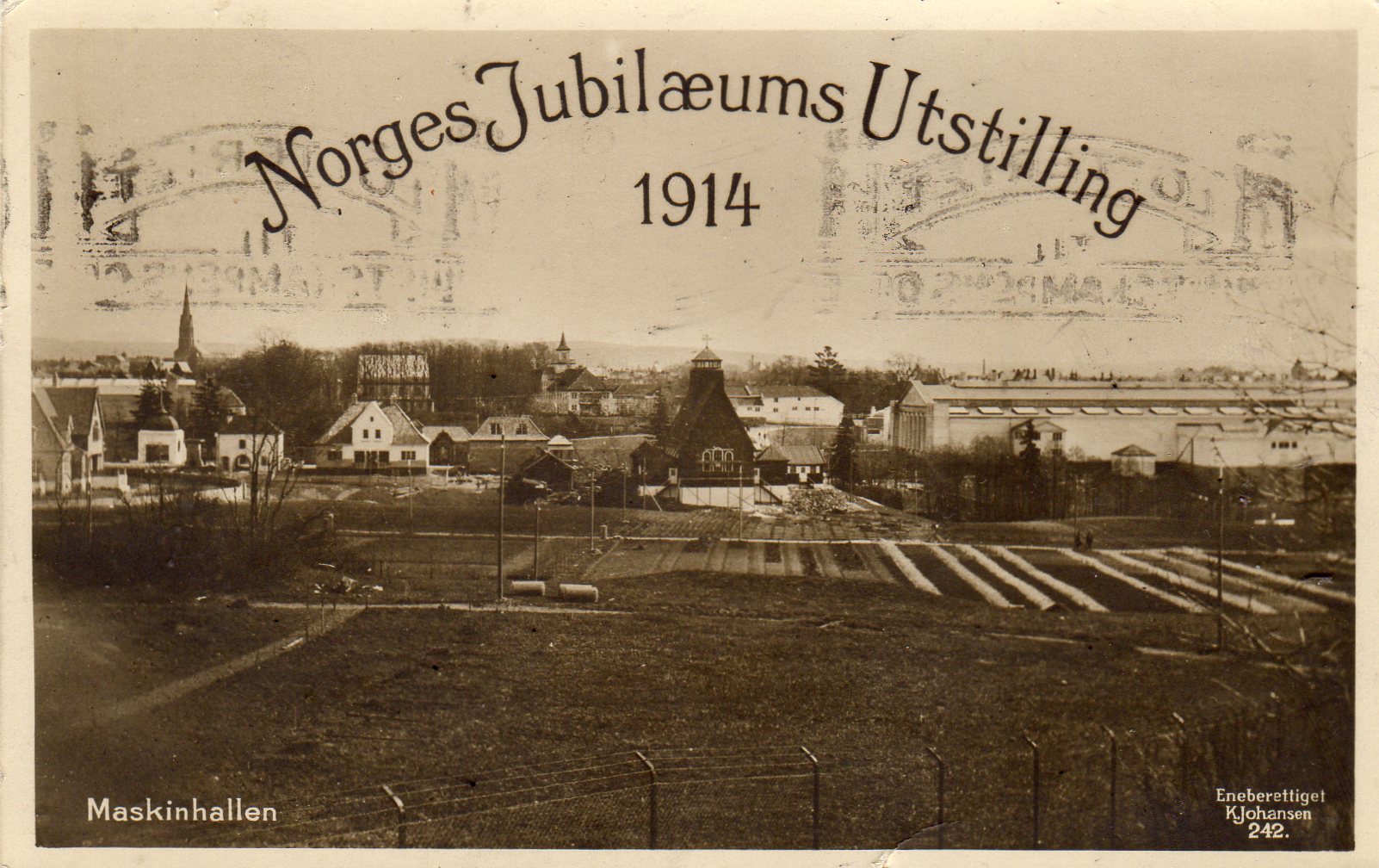 Norges jubileumsutstilling 1914 Maskinhallen Johansen 242 stempelgjennomslag