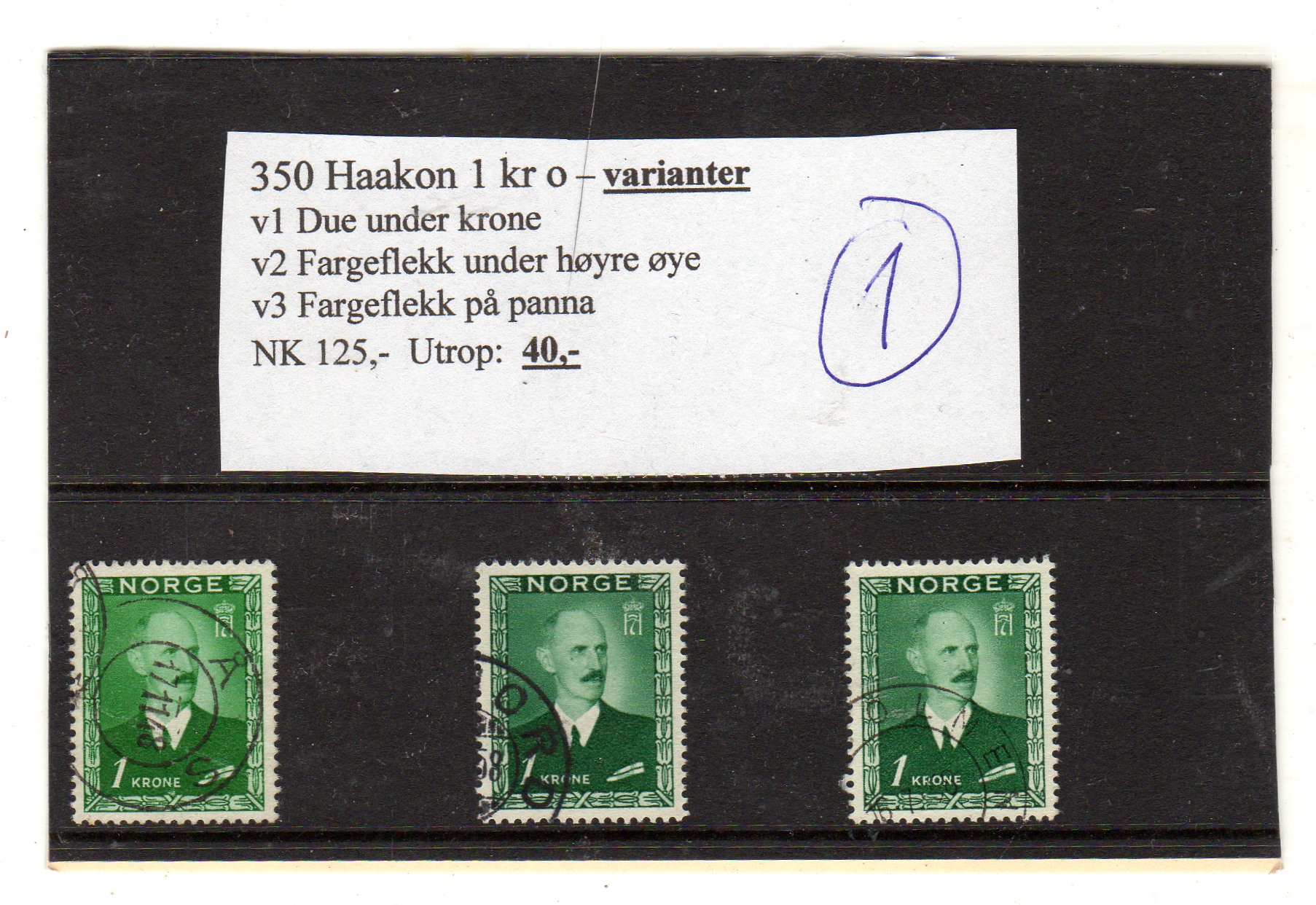 Hk 350 Haakon 1 kr o varianter Se bilde