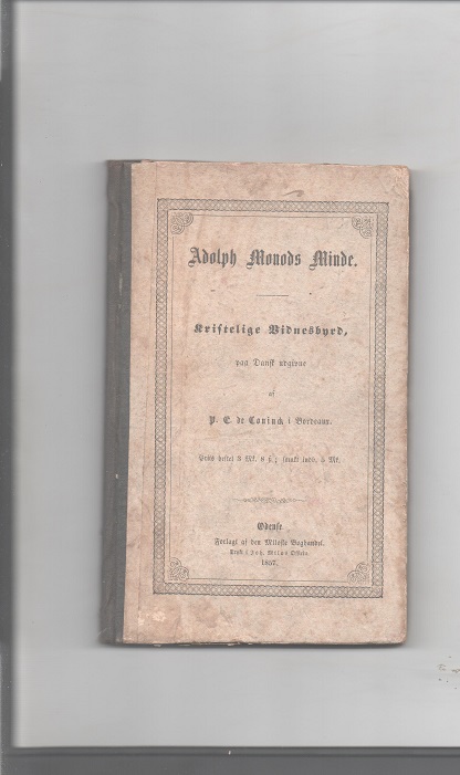 Adolph Monods minde  Kristelige vidnesbyrd Odense 1857 B