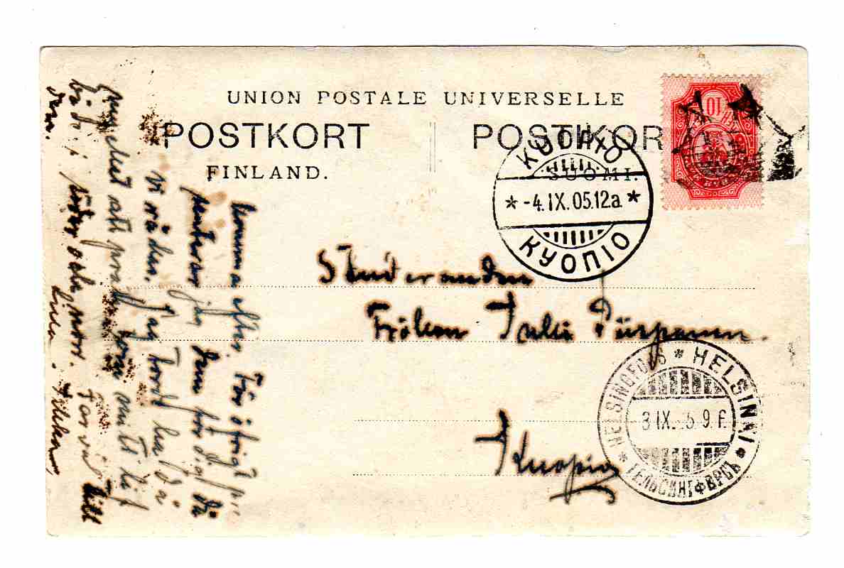 st Kuorio/Helsingfors 1905 Russisk merke stemplet med skipsstempel