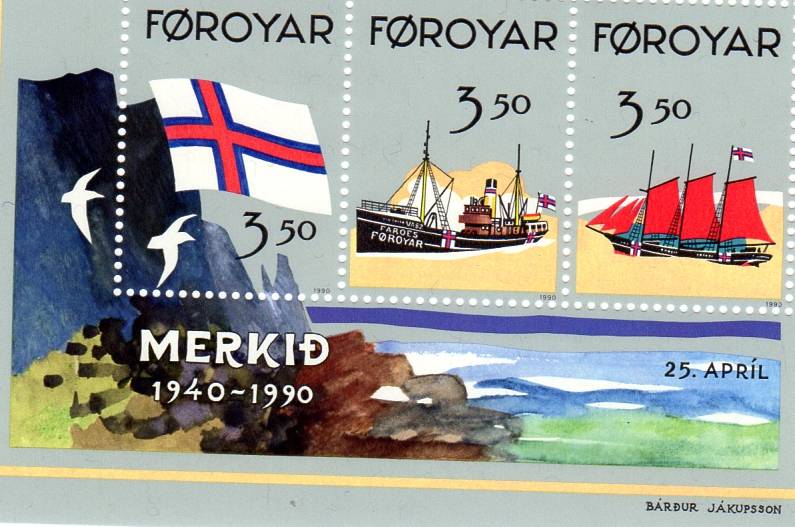 9 april 1990 Det færøyiske flagg 50år AFA 194-196**