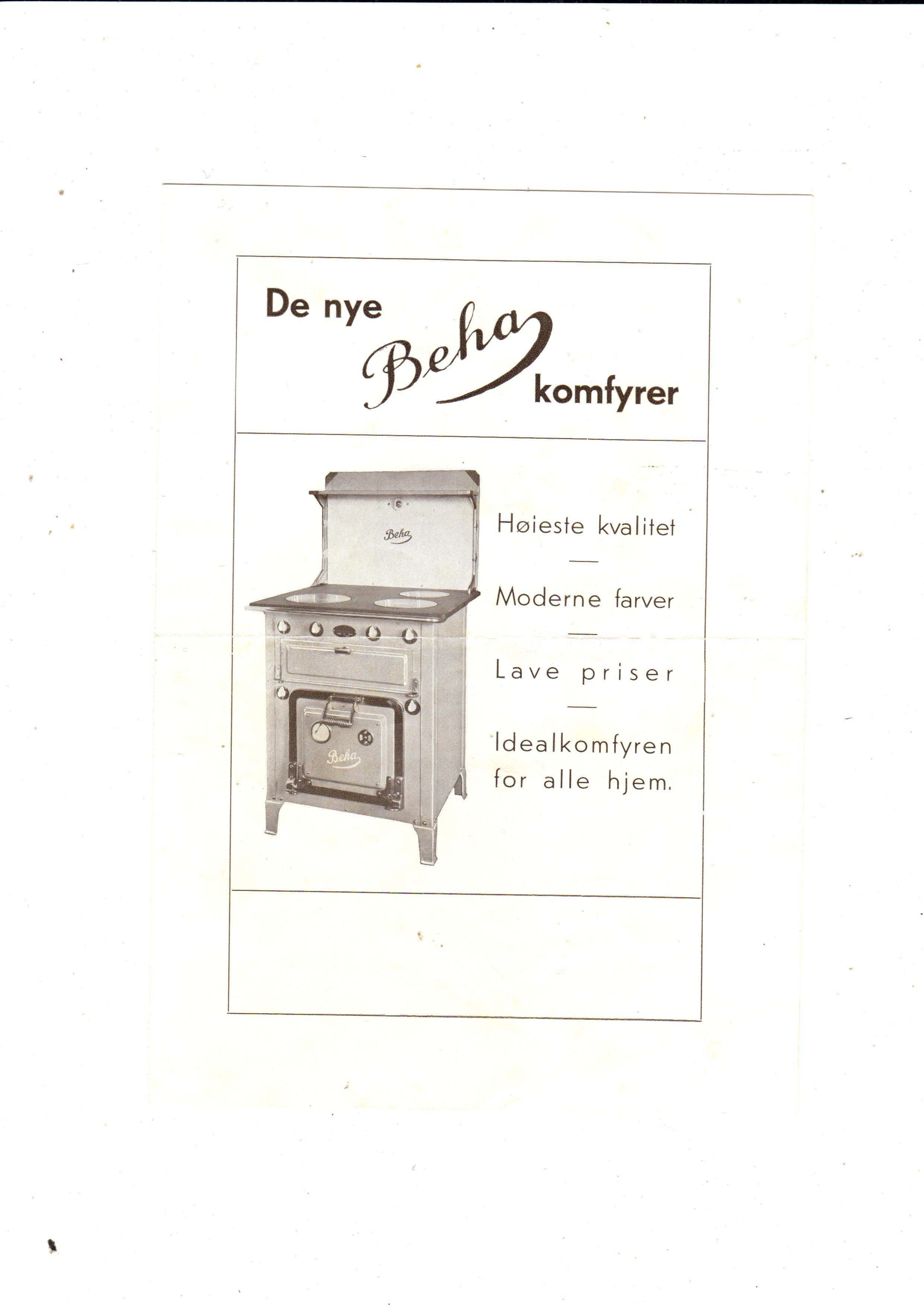 Reklame +brev st Porsgrunn 1933 Beha elektrisk verksted