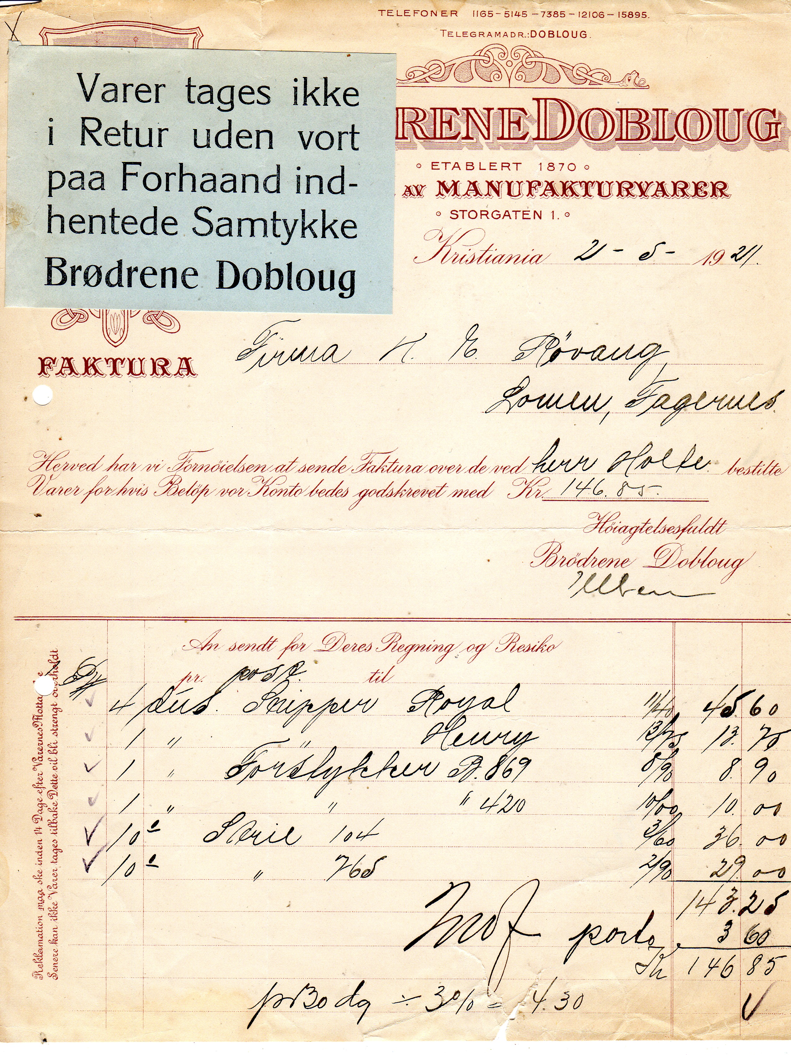 Brødrene Dobloug 1921