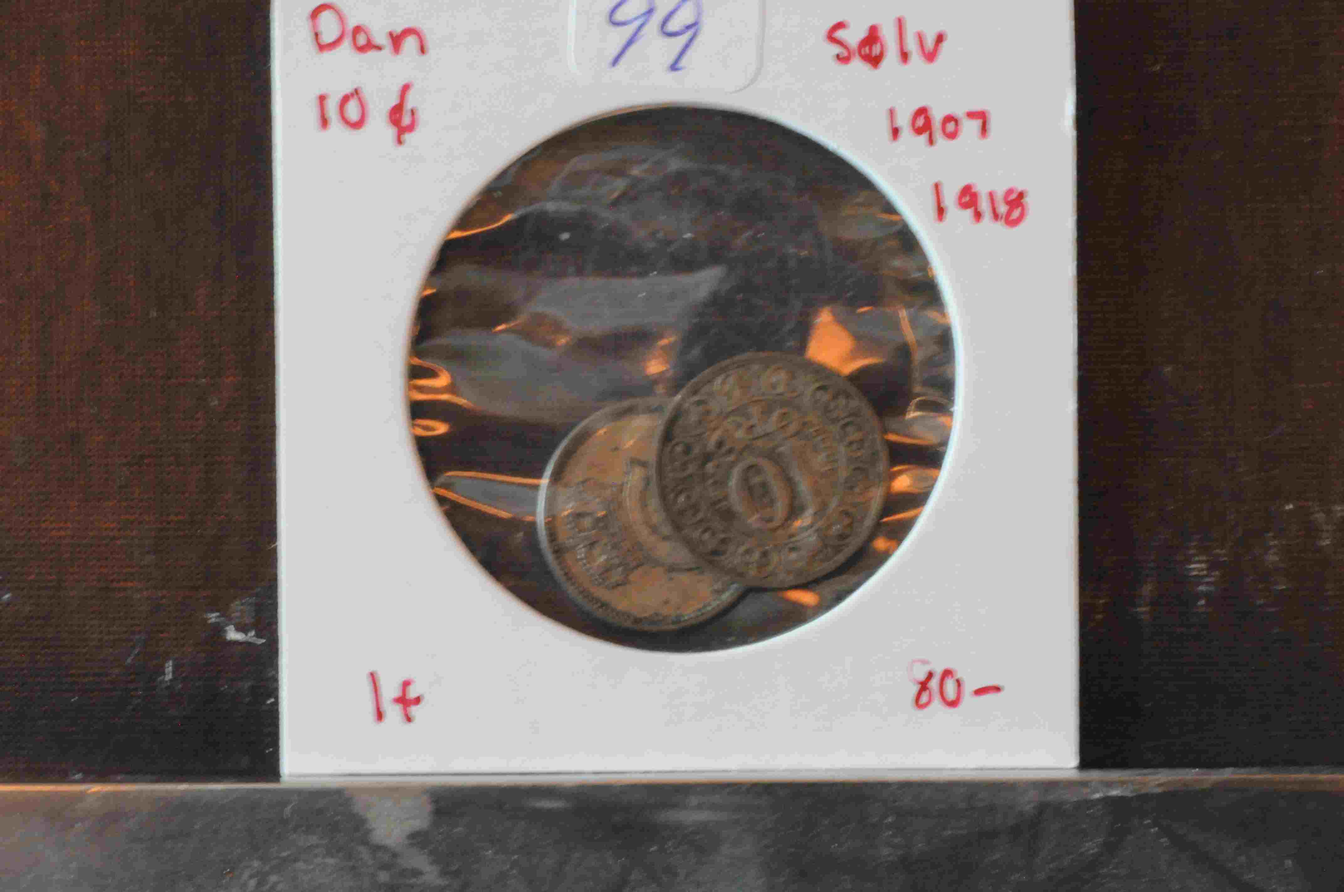 10ø sølv 1907 og 1918 kv1+