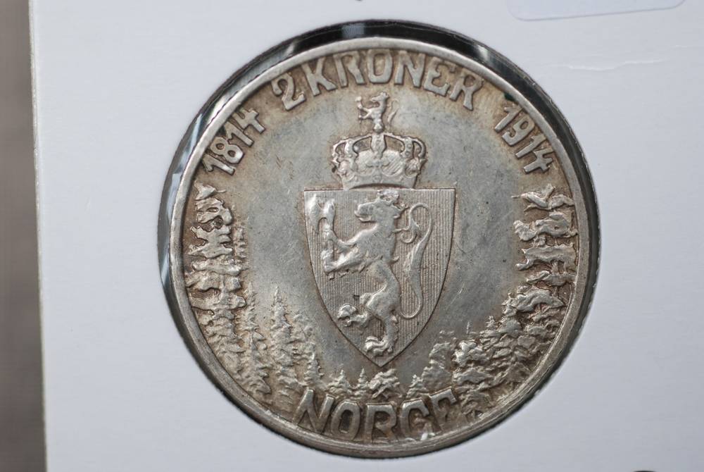 2 kr 1914 jub kv 1/1+(Mor Norge)