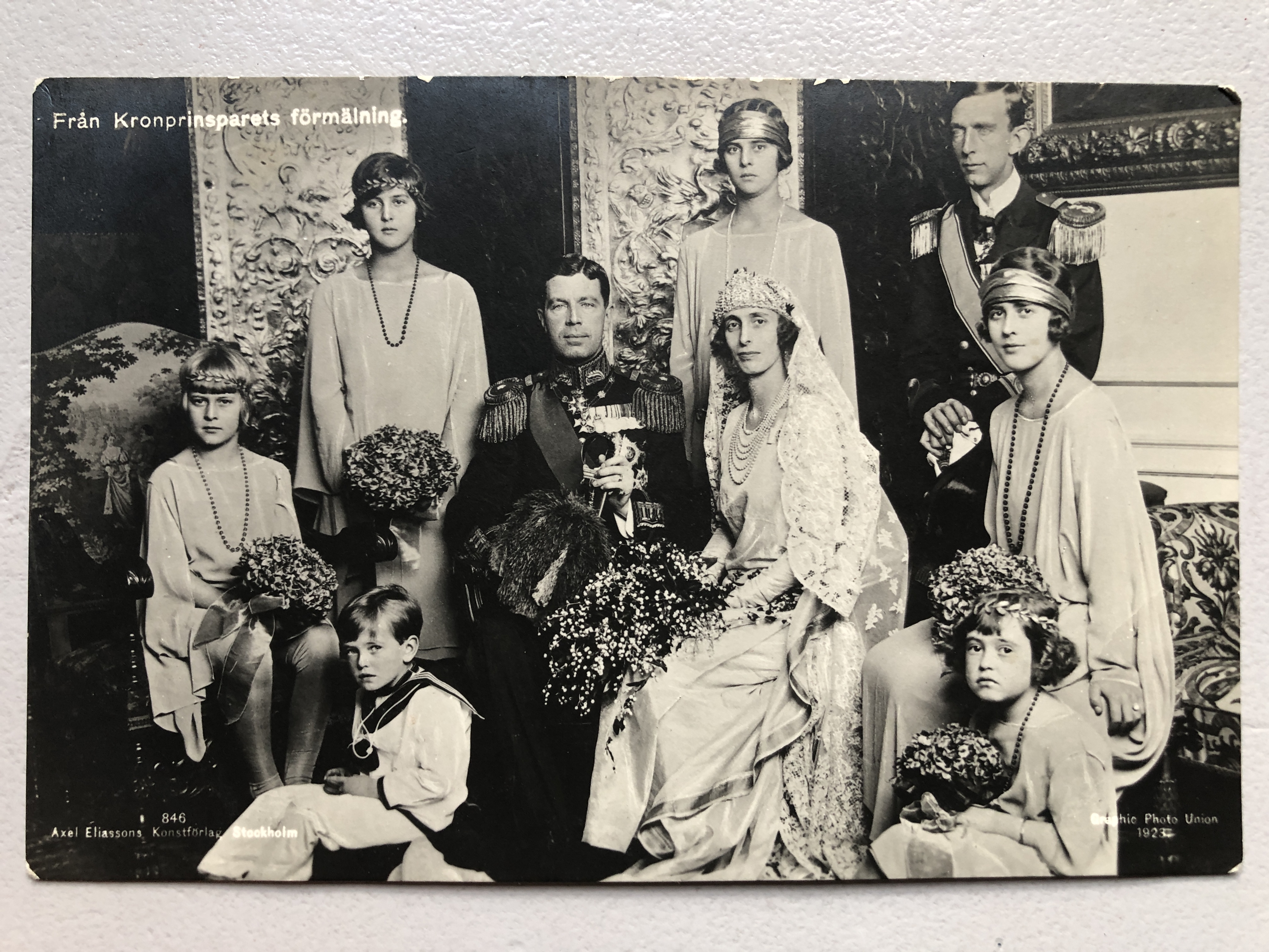 Kronprinsparet med barna og familien i bryllupet, 1923, nr 846, Axel Eliassons Konstförlag 