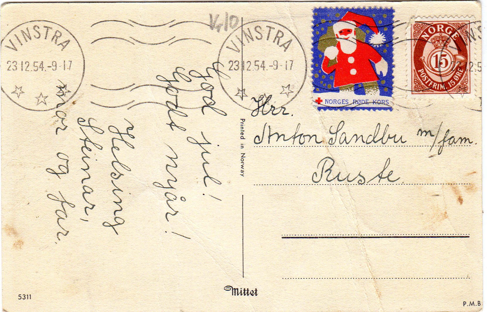 Mittet 5311 Stina Broomè St. 23.12. 1954 Vinstra 