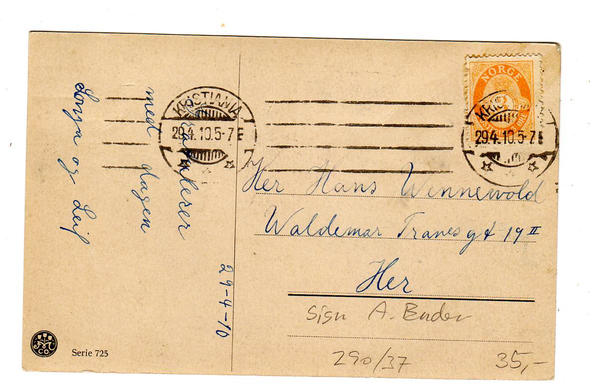 Ender Mi; serie 725 st Kristiania 1910