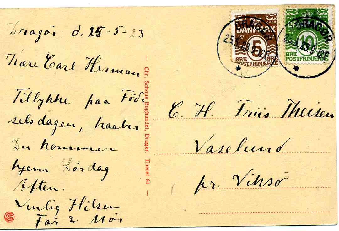 Dragør Naboløs  st Dragør 1923 Chr Schous nr 81