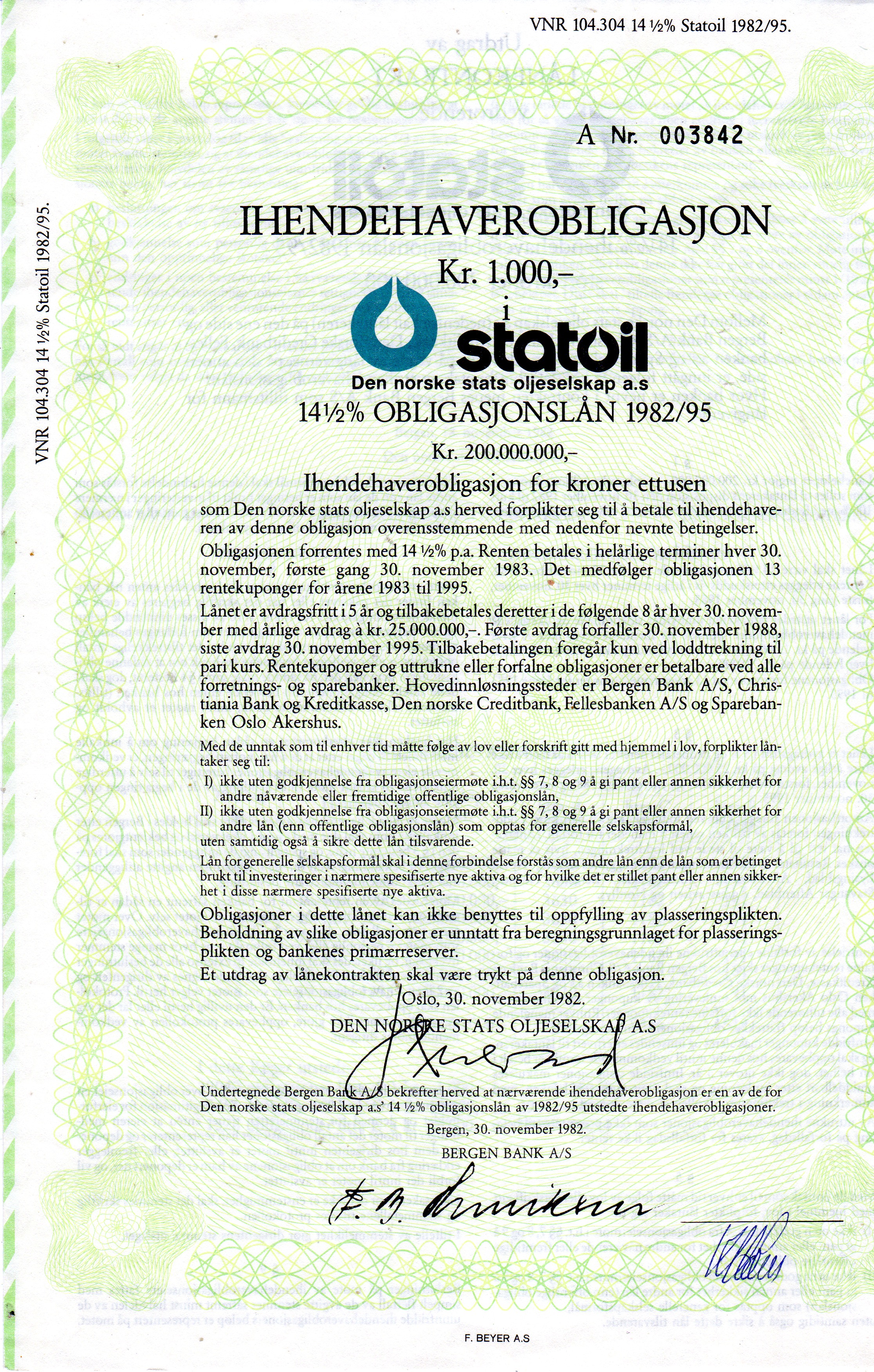 Statoil med rentekuponger 1982/95