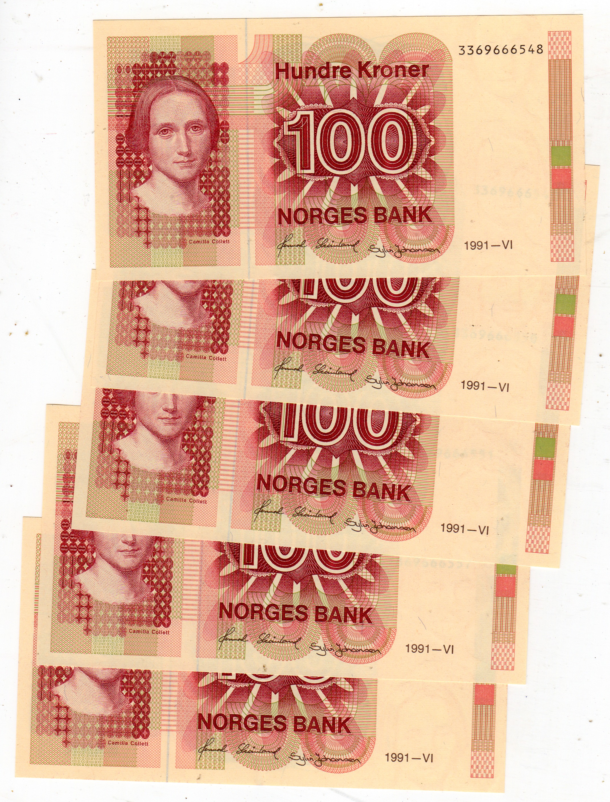 100kr 5 i serie kv o 1991-VI