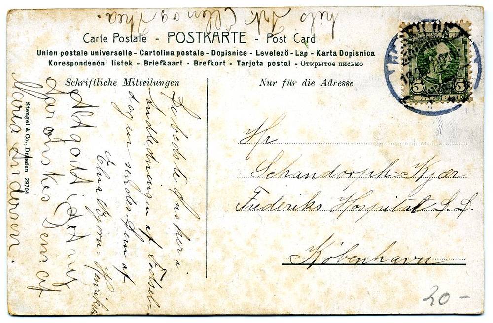 st Roskilde 1907  Stengel 29704  Dresden Die heilige Cecilie Carlo Dolci