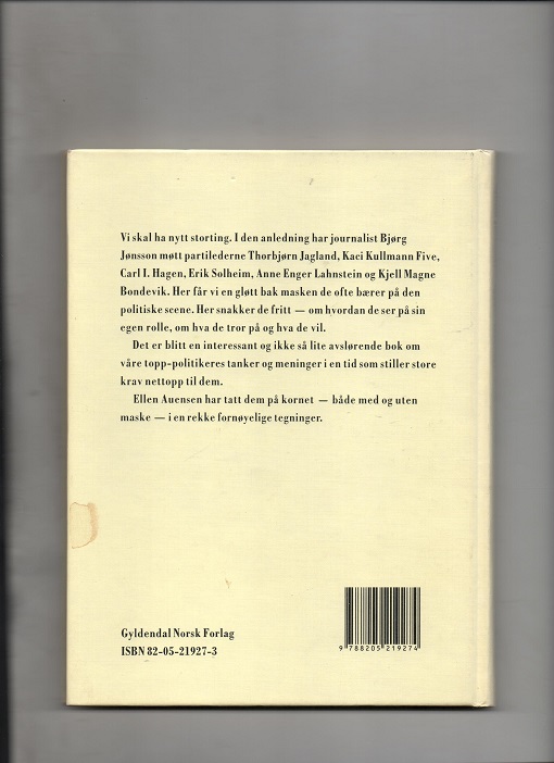 Bak masken - Seks politiker-portretter, Bjørg Jønsson & Ellen Auensen, Gyldendal 1993 B O    